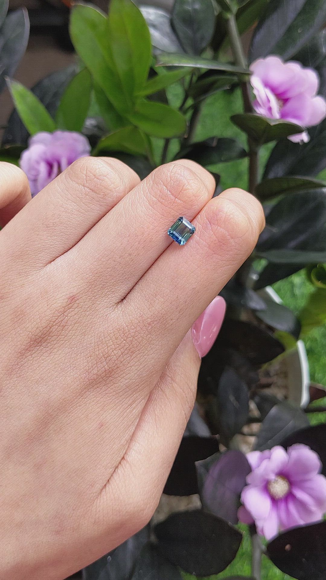 1.58 Ct. Greenish Blue Sapphire from Madagascar Size Video