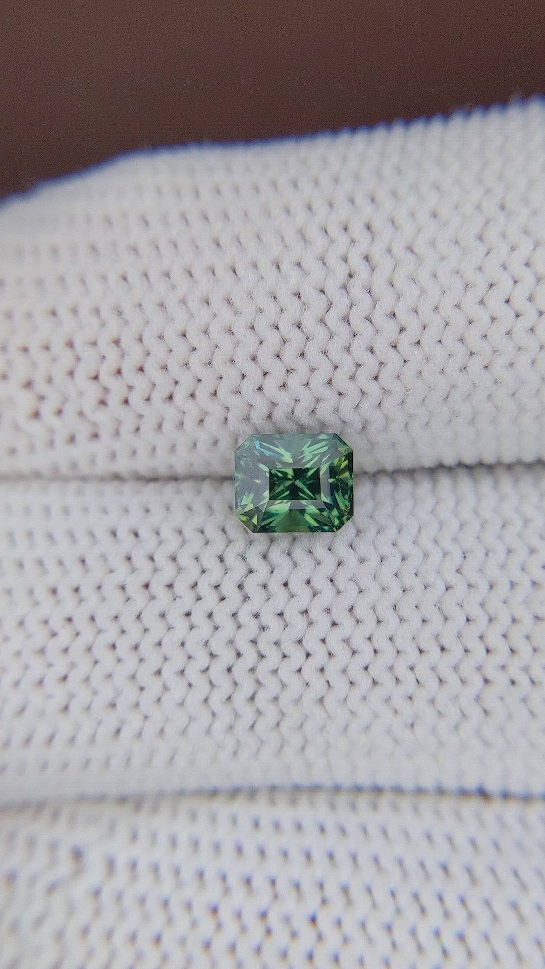 1.01 Ct. Bluish Green Sapphire from Madagascar Size Video