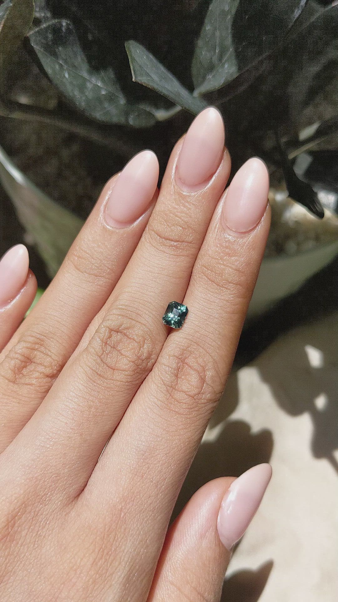 1.01 Ct. Bluish Green Sapphire from Madagascar Size Video