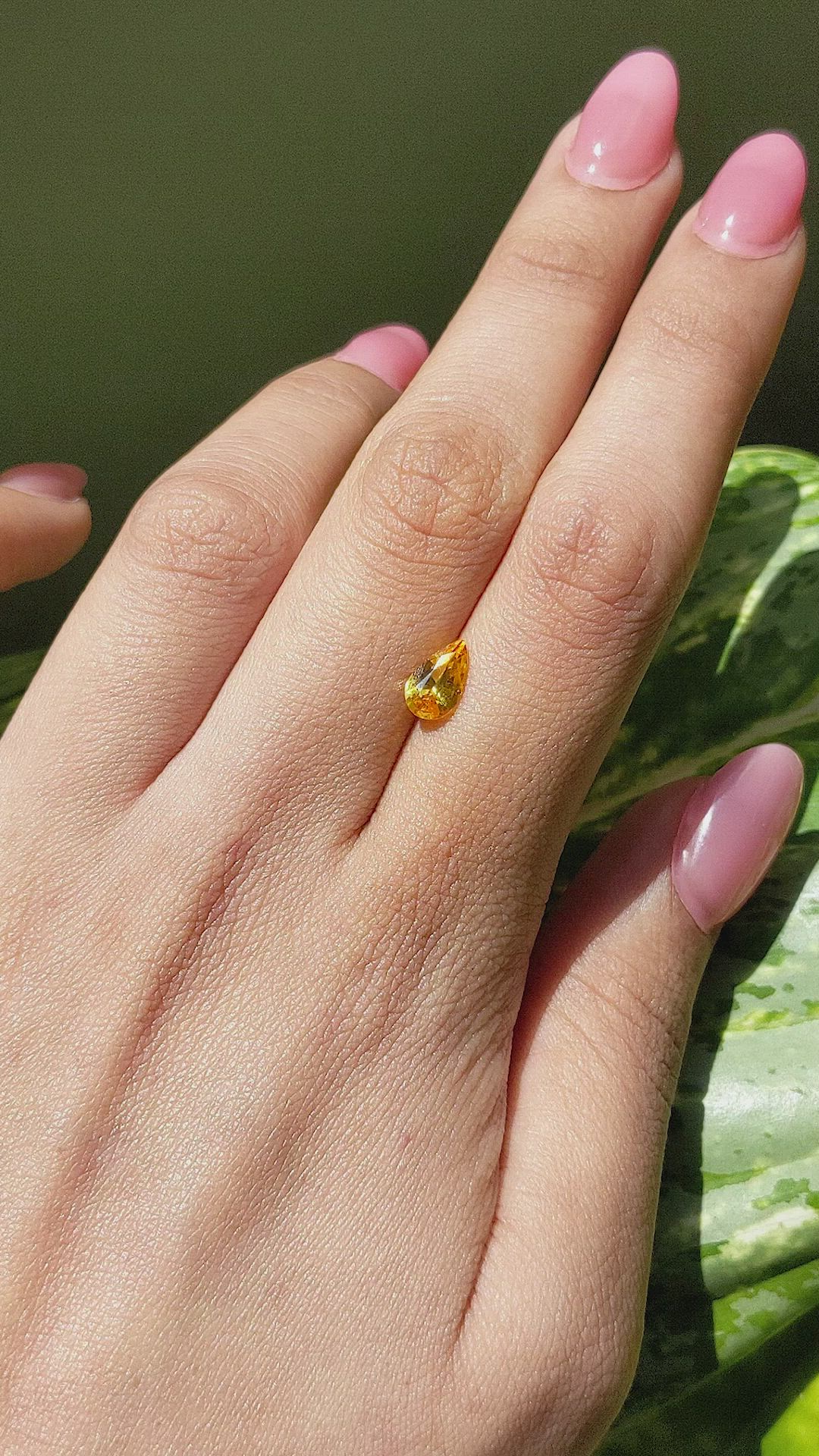 1.08 Ct. Orangish Yellow Sapphire from Ceylon (Sri Lanka) Size Video