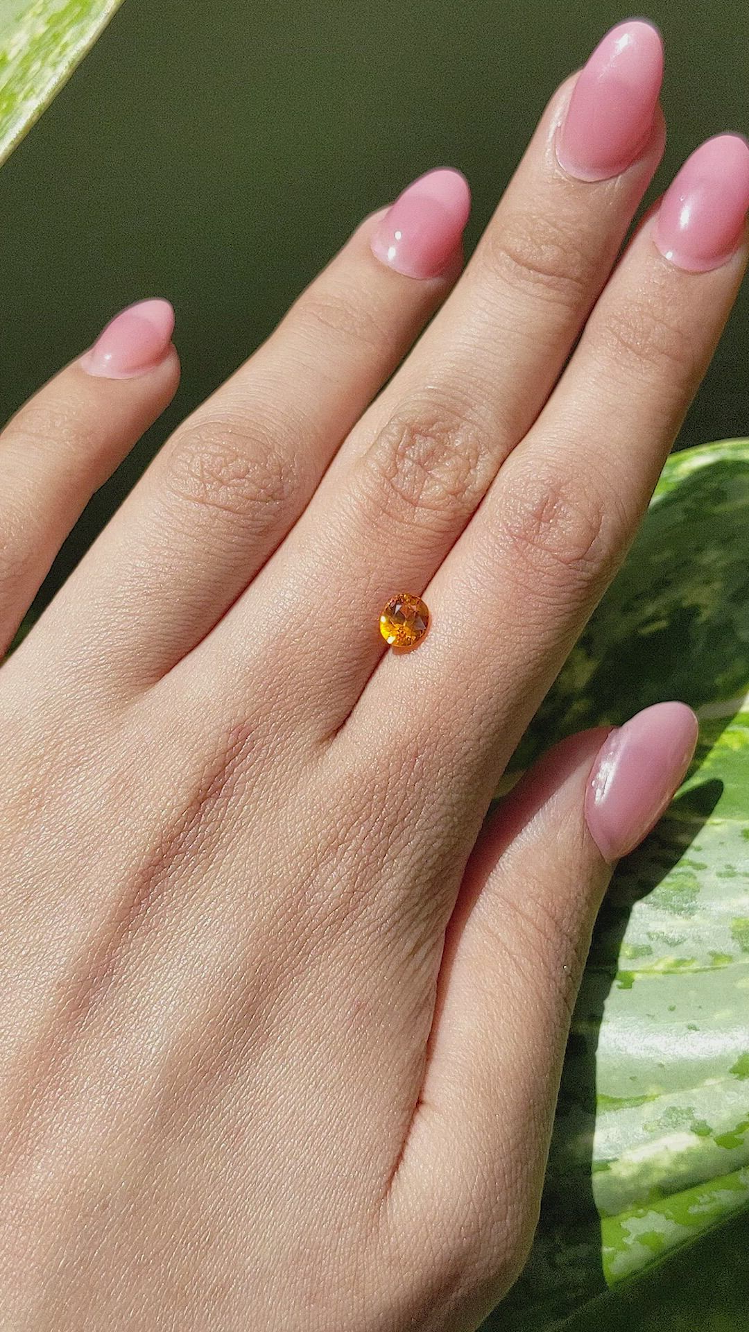 1.10 Ct. Orange Sapphire from Ceylon (Sri Lanka) Size Video