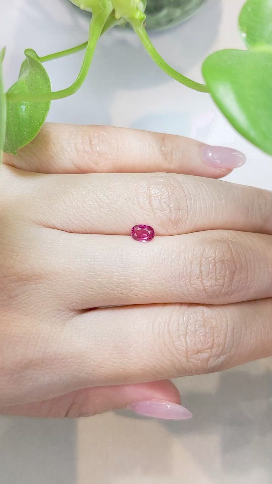0.56 Ct. Reddish Pink Sapphire from Burma (Myanmar) Size Video