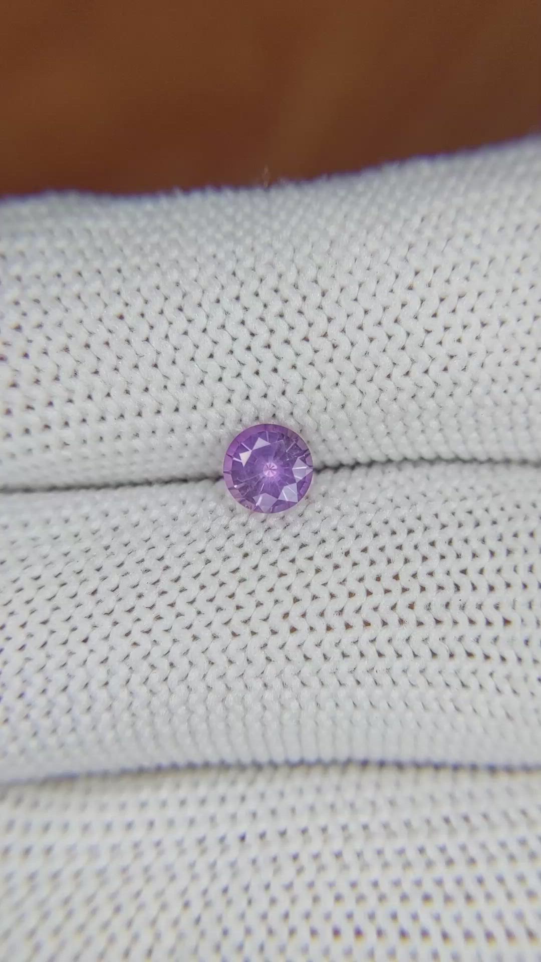 0.60 Ct. Pinkish Purple Sapphire from Ceylon (Sri Lanka) Size Video