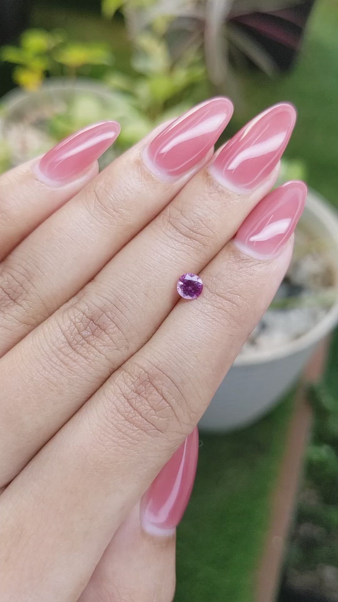 0.49 Ct. Purplish Pink Sapphire from Ceylon (Sri Lanka) Size Video