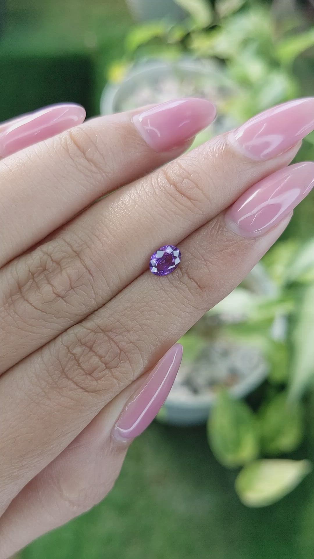 0.66 Ct. Pinkish Purple Sapphire from Ceylon (Sri Lanka) Size Video