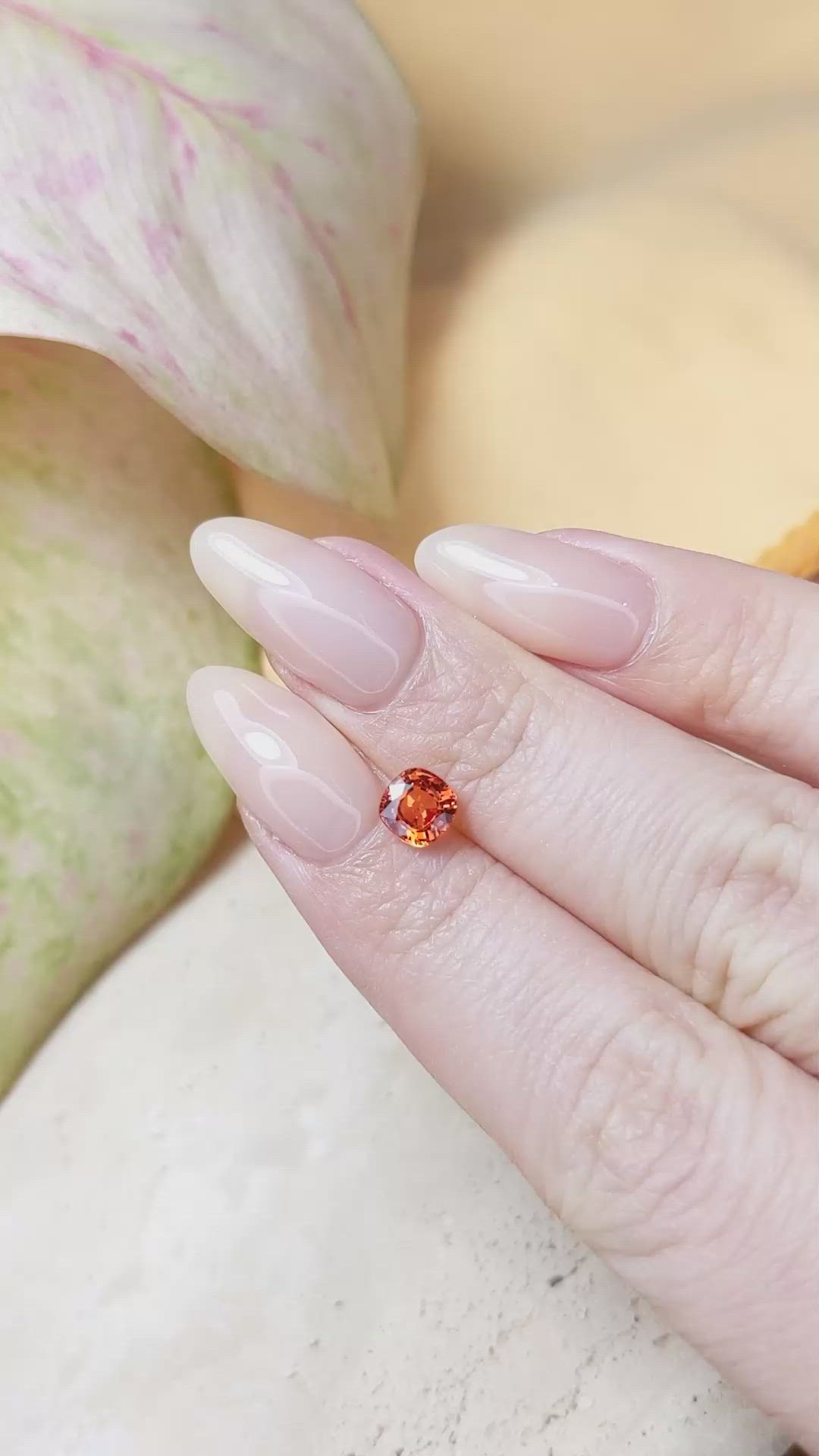 1.05 Ct. Orange Sapphire from Ceylon (Sri Lanka) Size Video