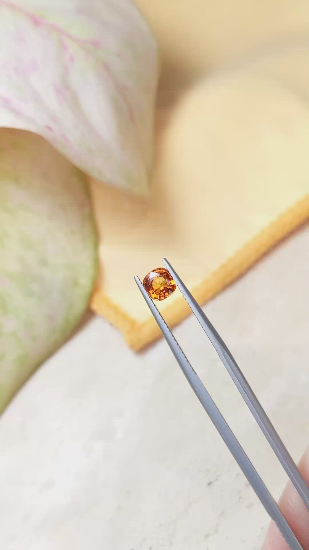 1.05 Ct. Orange Sapphire from Ceylon (Sri Lanka) Size Video