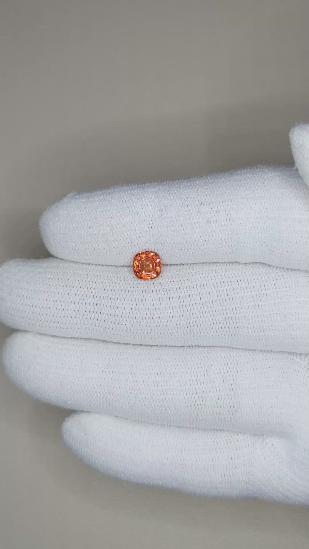 1.05 Ct. Orange Sapphire from Ceylon (Sri Lanka) Size Video