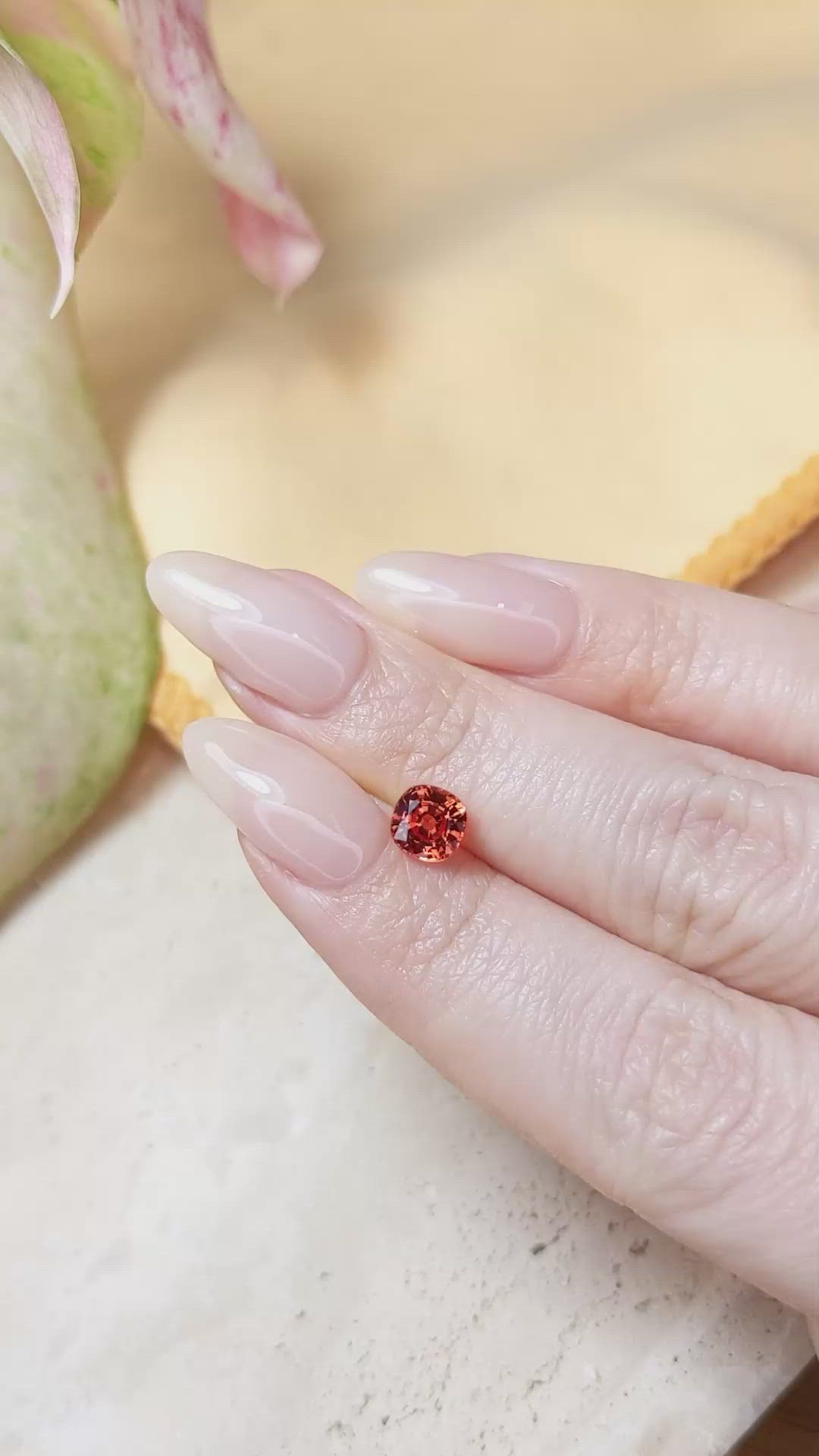 1.39 Ct. Reddish Orange Sapphire from Ceylon (Sri Lanka) Size Video