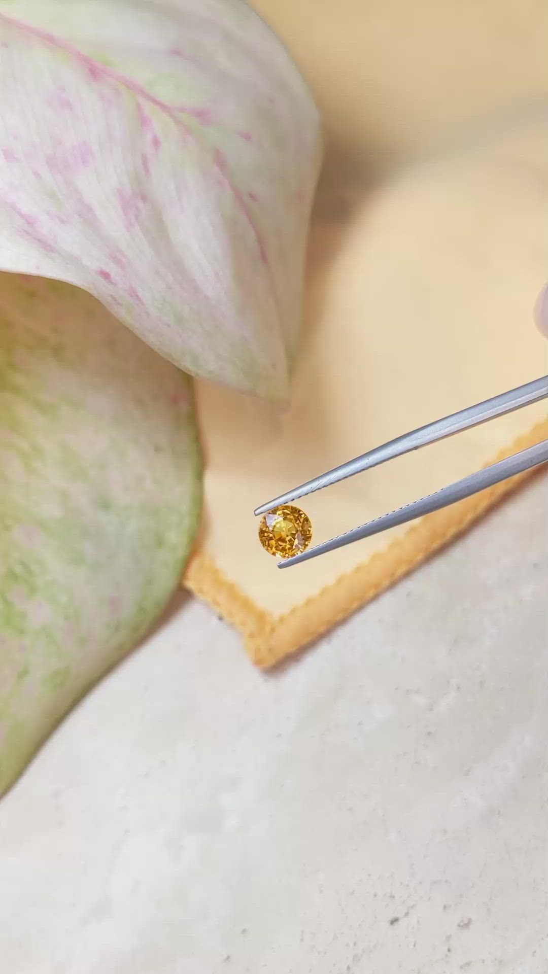 1.47 Ct. Orangish Yellow Sapphire from Ceylon (Sri Lanka) Size Video