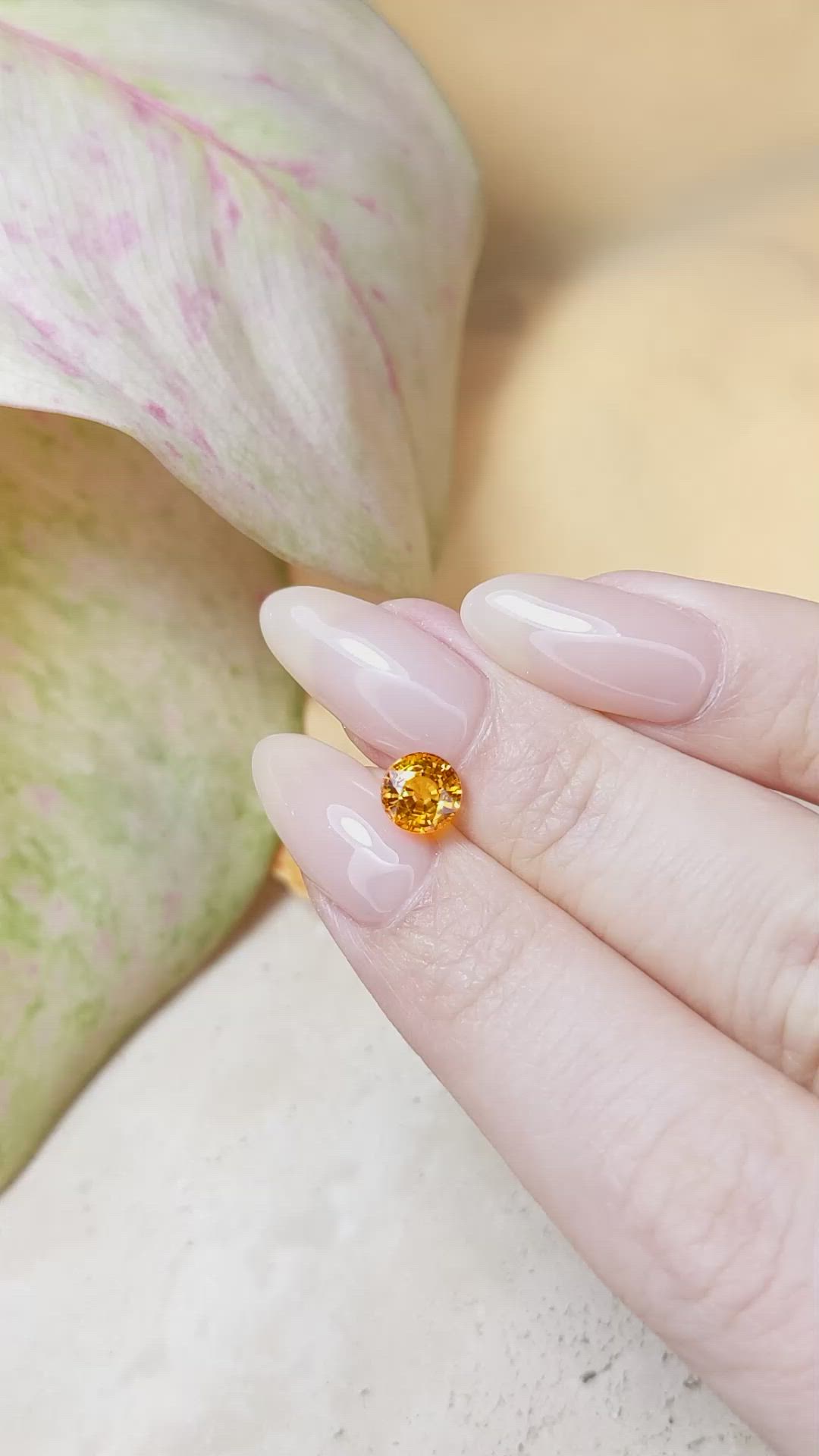 1.47 Ct. Orangish Yellow Sapphire from Ceylon (Sri Lanka) Size Video