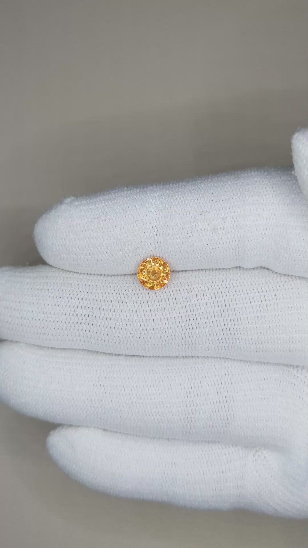 1.47 Ct. Orangish Yellow Sapphire from Ceylon (Sri Lanka) Size Video