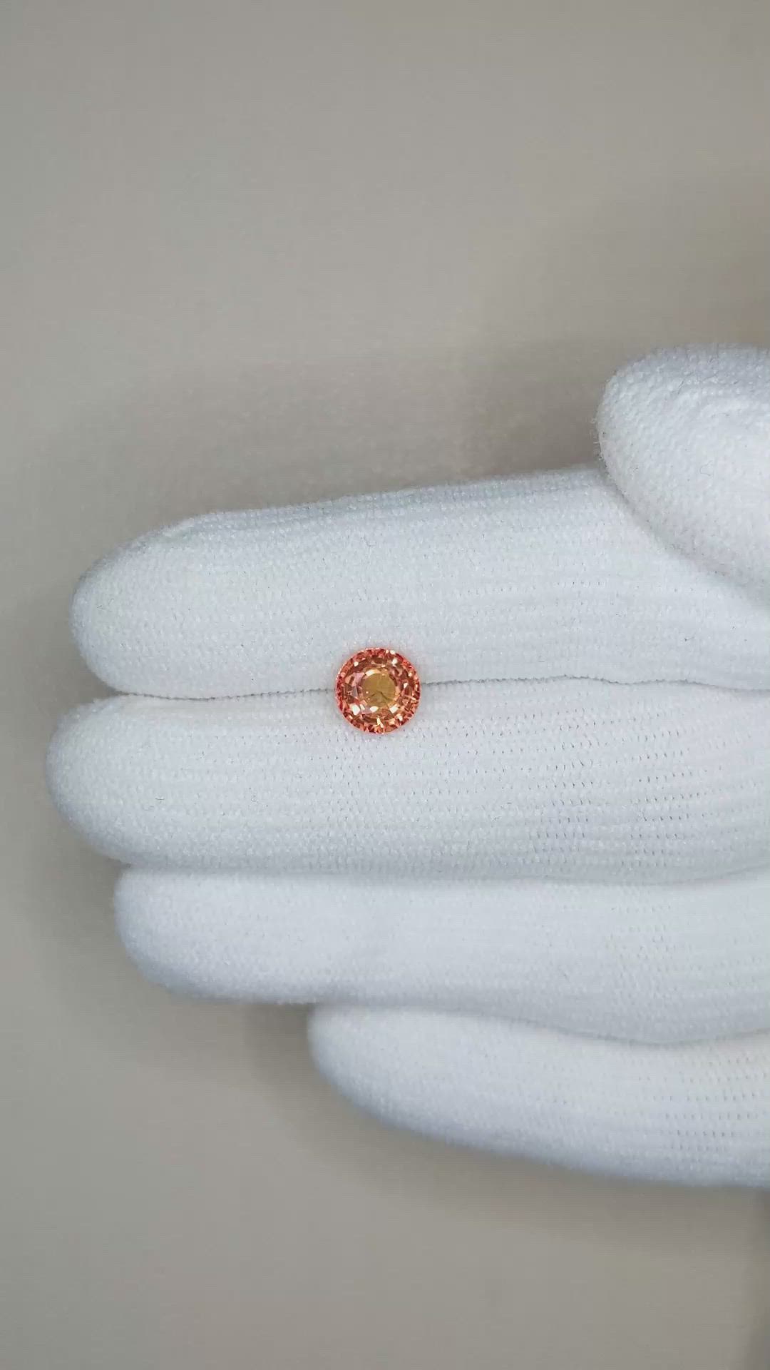 1.50 Ct. Reddish Orange Sapphire from Ceylon (Sri Lanka) Size Video