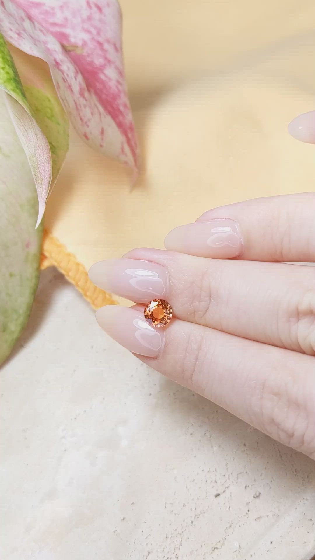 1.50 Ct. Reddish Orange Sapphire from Ceylon (Sri Lanka) Size Video