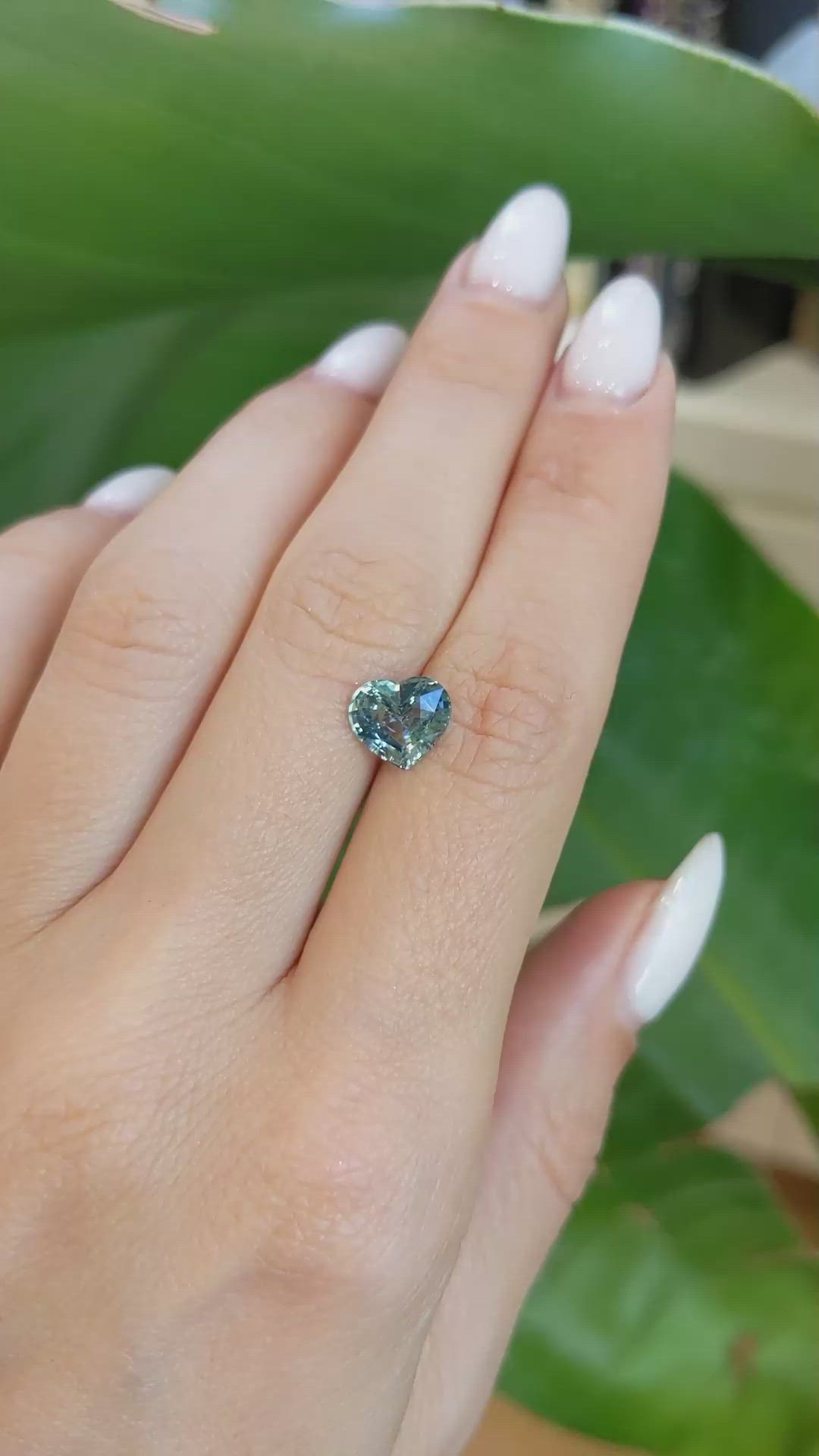 2.04 Ct. Bluish Green Sapphire from Ceylon (Sri Lanka) Size Video