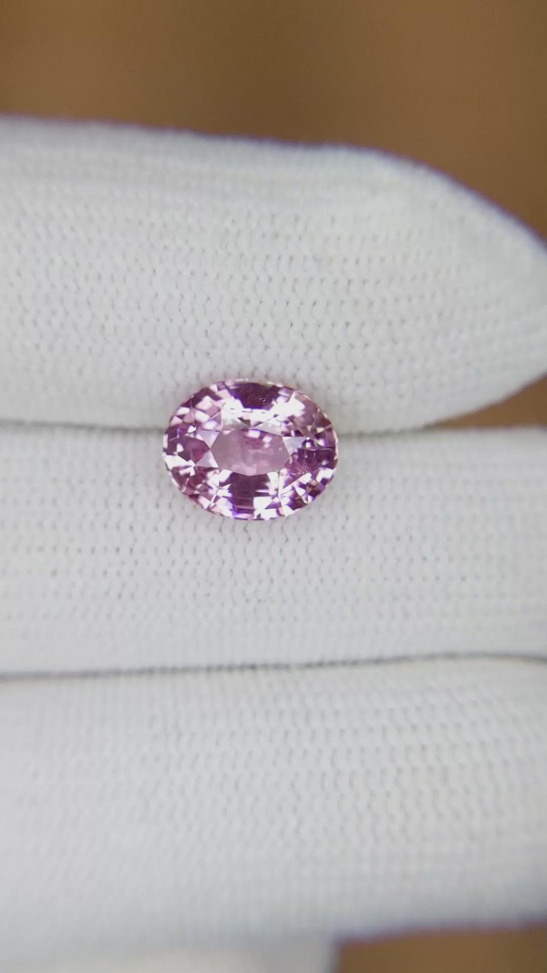 3.13 Ct. Purplish Pink Sapphire from Ceylon (Sri Lanka) Size Video