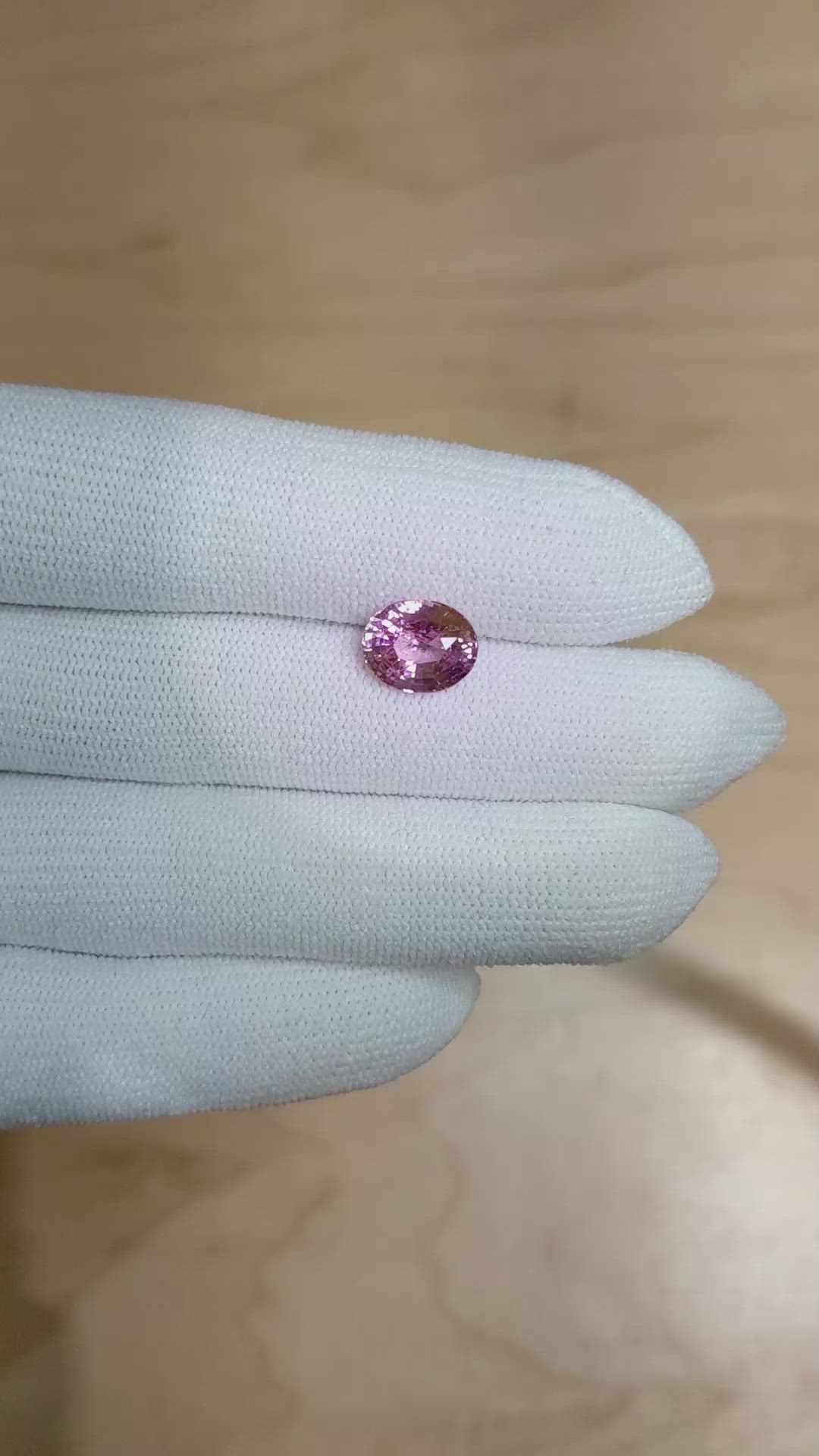 3.13 Ct. Purplish Pink Sapphire from Ceylon (Sri Lanka) Size Video