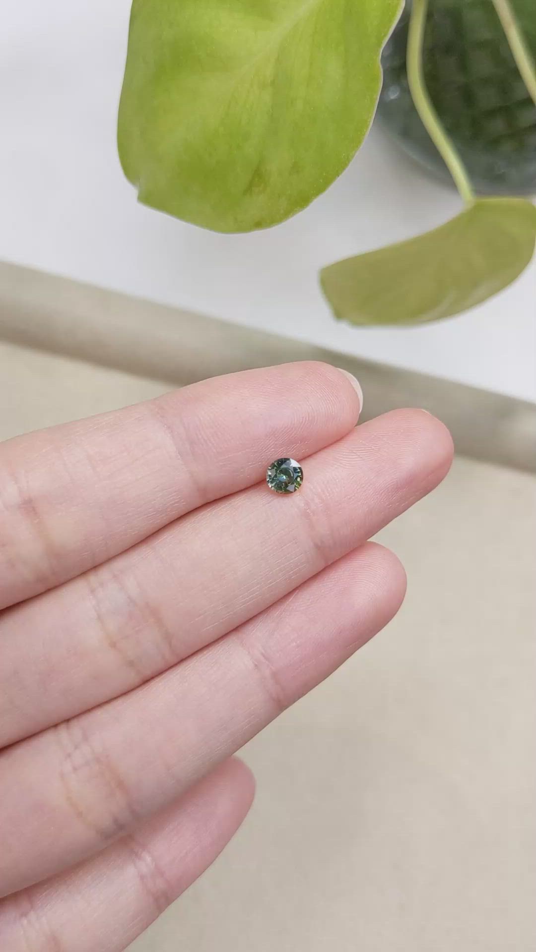 0.47 Ct. Bluish Green Sapphire from Madagascar Size Video