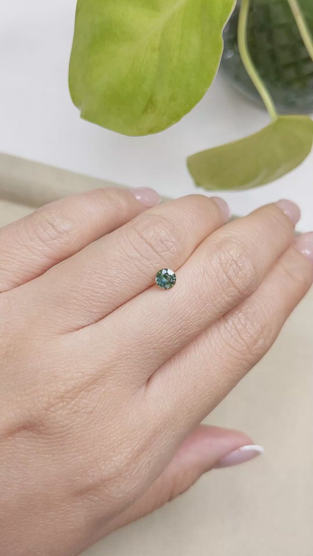 0.47 Ct. Bluish Green Sapphire from Madagascar Size Video
