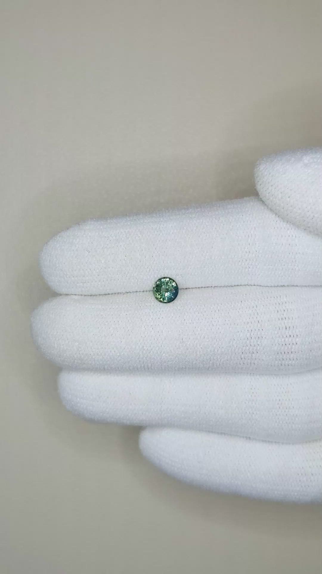 0.47 Ct. Bluish Green Sapphire from Madagascar Size Video