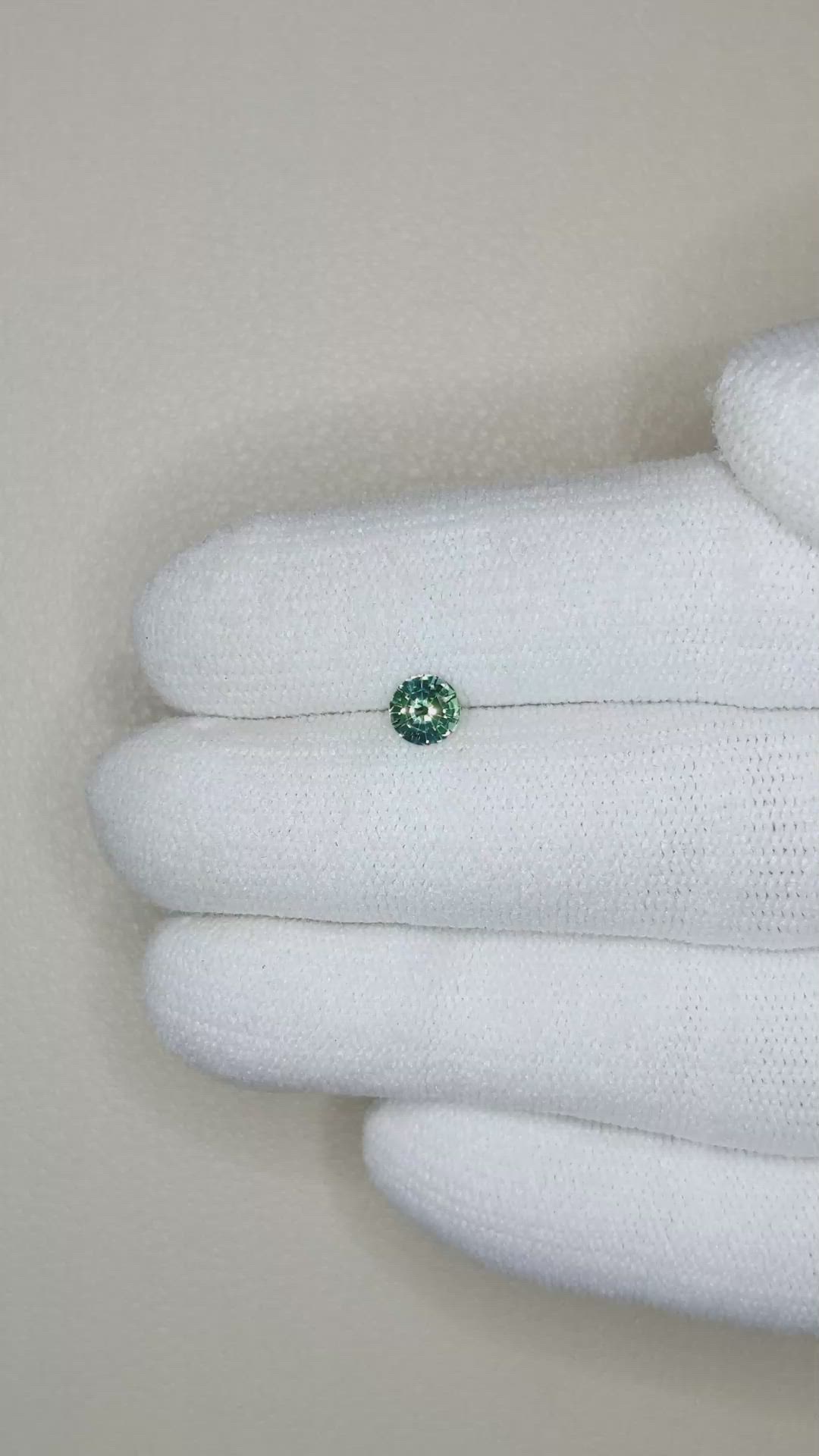 0.38 Ct. Bluish Green Sapphire from Madagascar Size Video