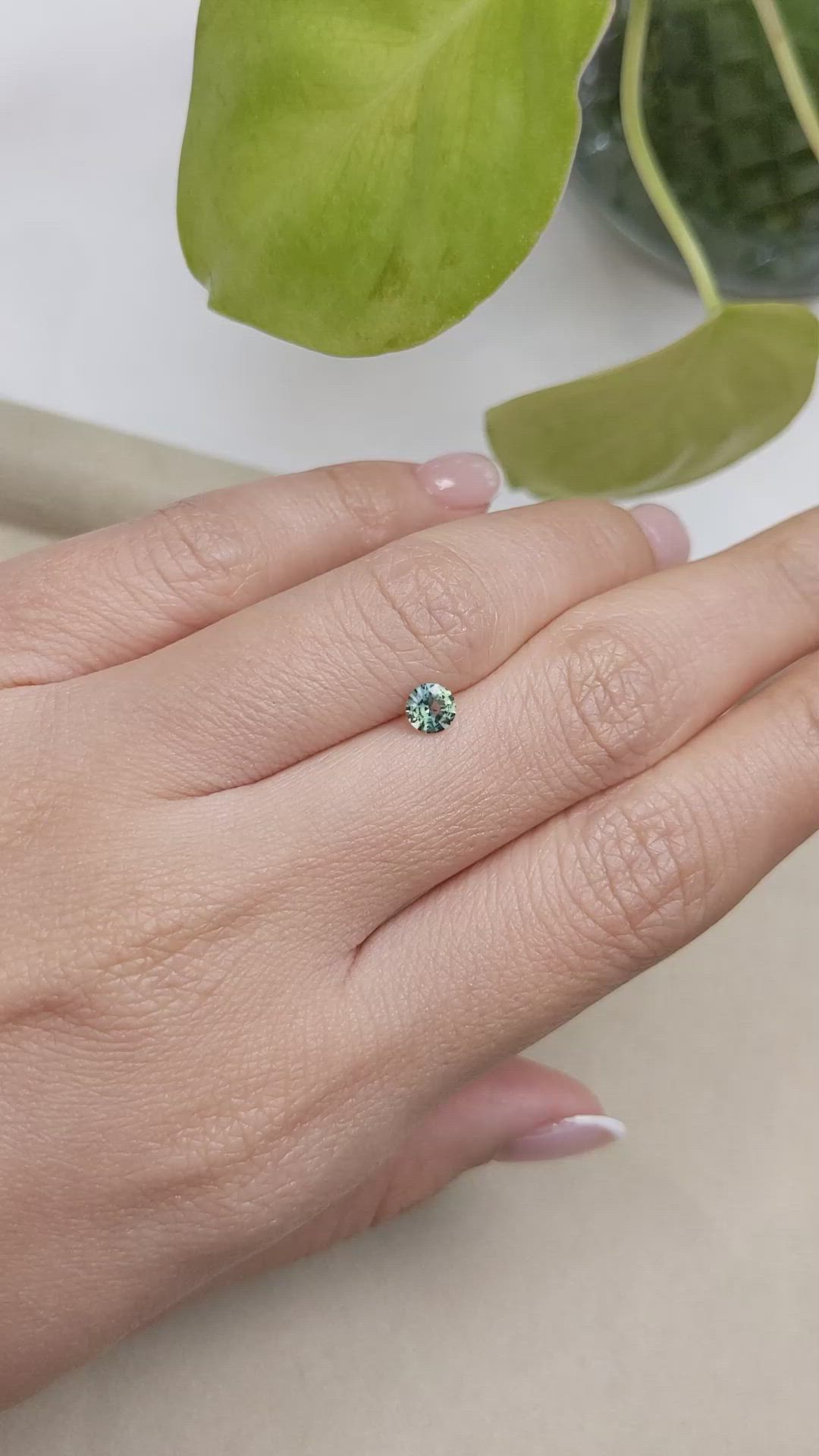 0.38 Ct. Bluish Green Sapphire from Madagascar Size Video