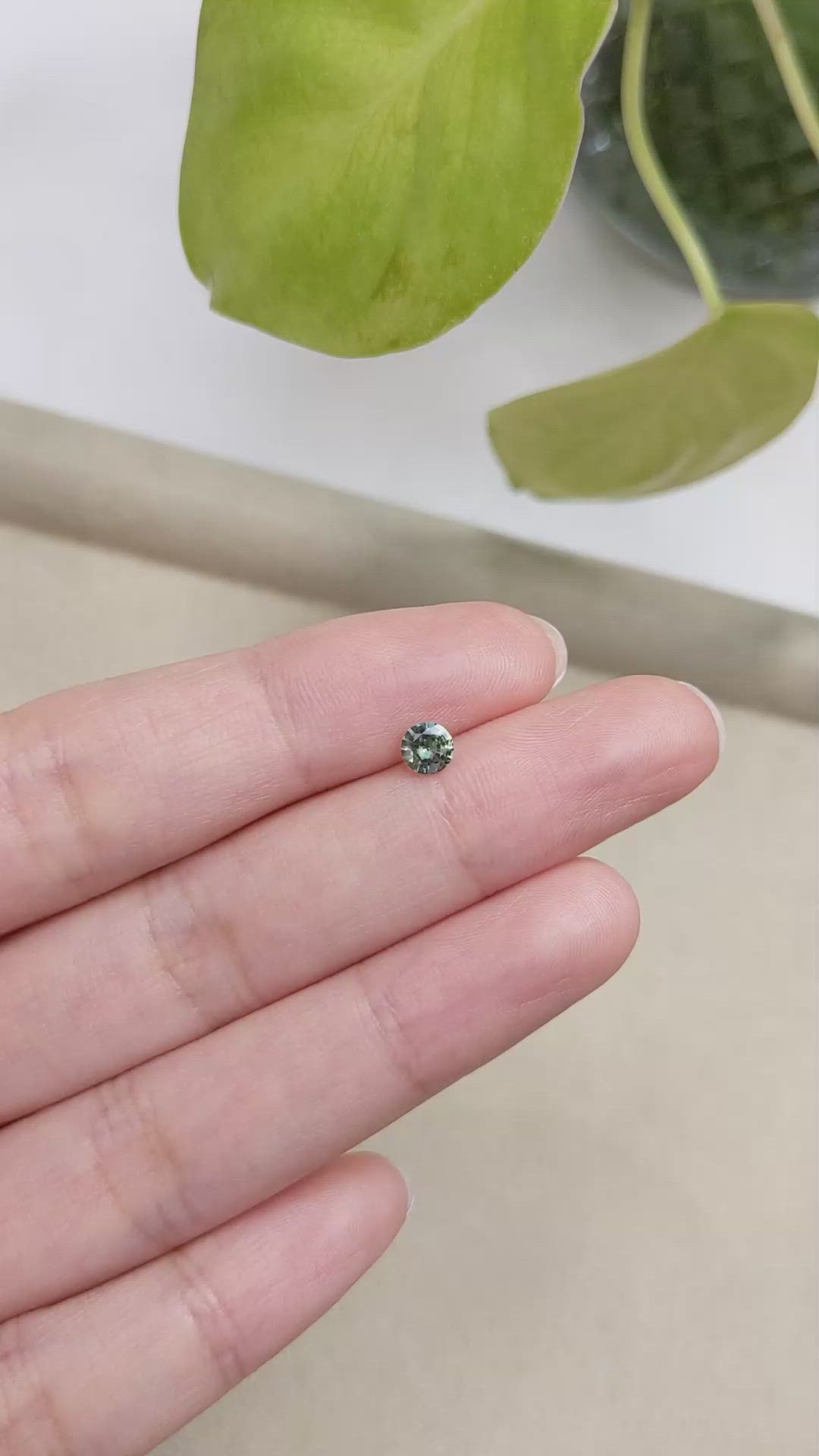 0.38 Ct. Bluish Green Sapphire from Madagascar Size Video