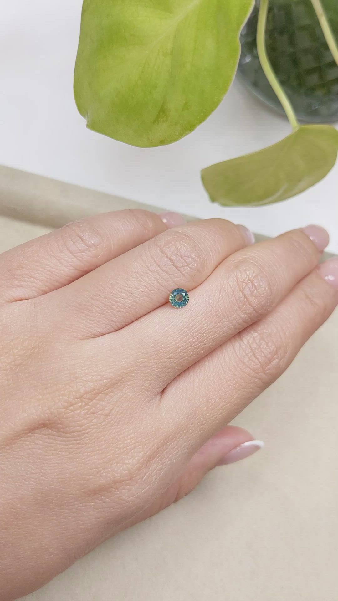 0.45 Ct. Bluish Green Sapphire from Madagascar Size Video