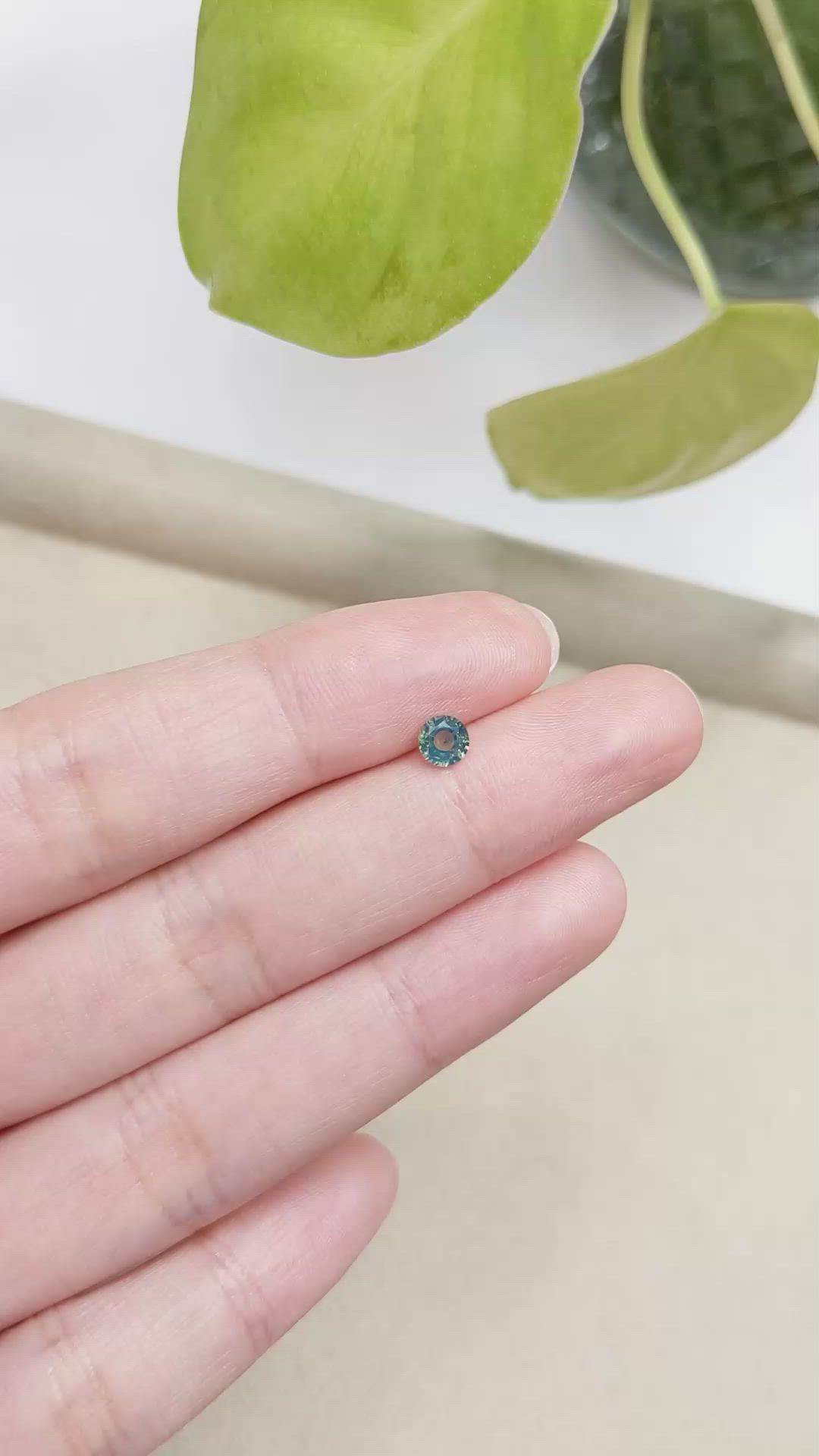 0.45 Ct. Bluish Green Sapphire from Madagascar Size Video