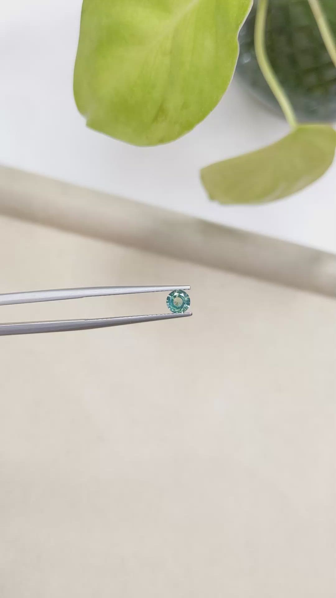 0.45 Ct. Bluish Green Sapphire from Madagascar Size Video