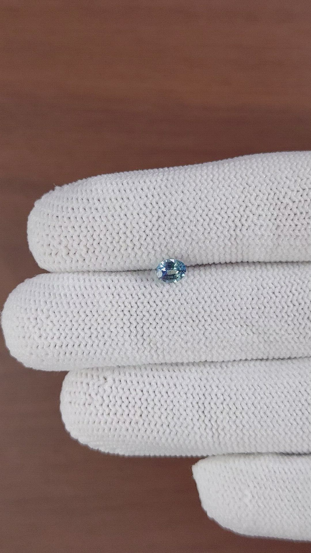 0.44 Ct. Greenish Blue Sapphire from Ceylon (Sri Lanka) Size Video