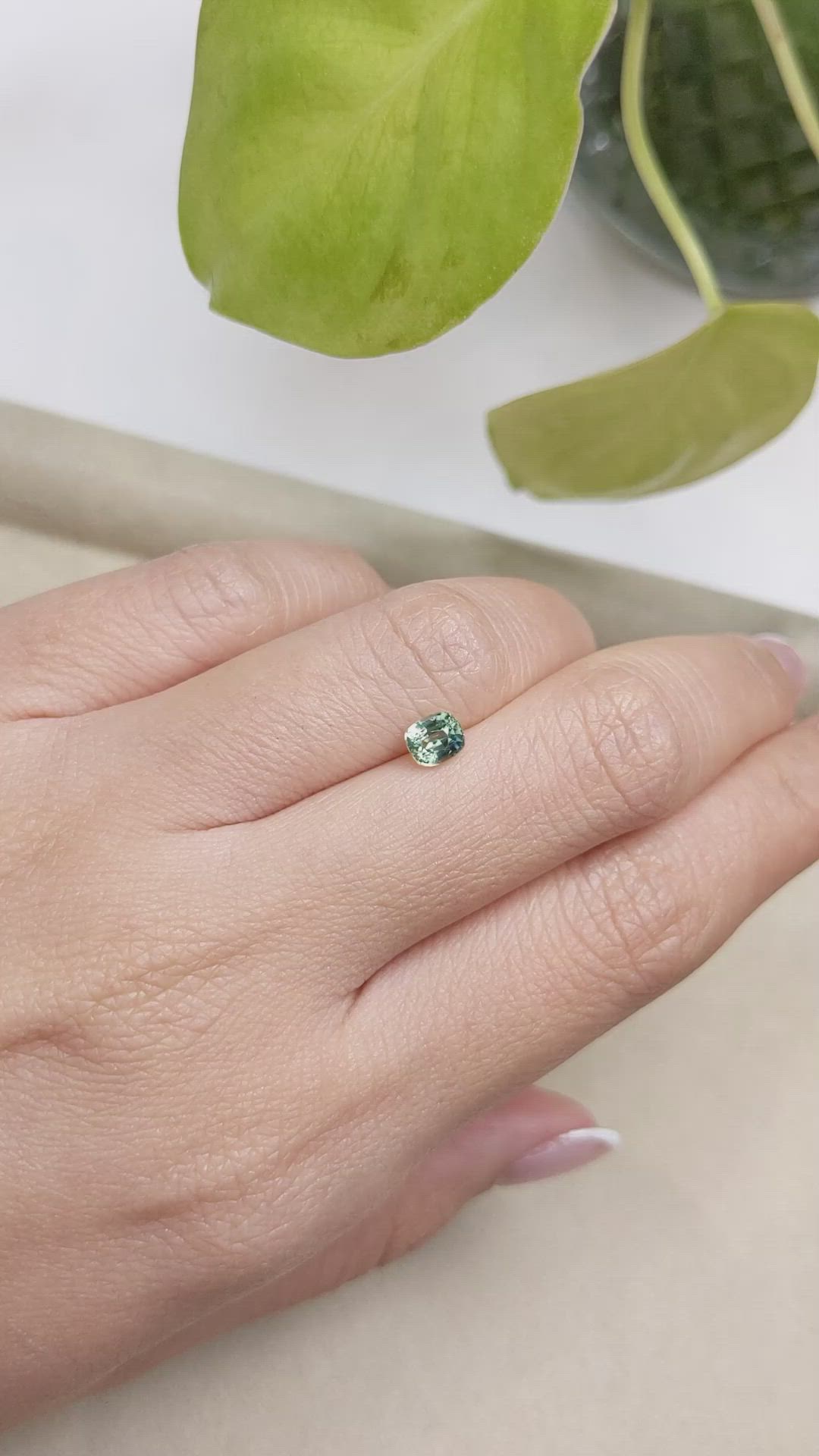 0.72 Ct. Green Sapphire from Ceylon (Sri Lanka) Size Video