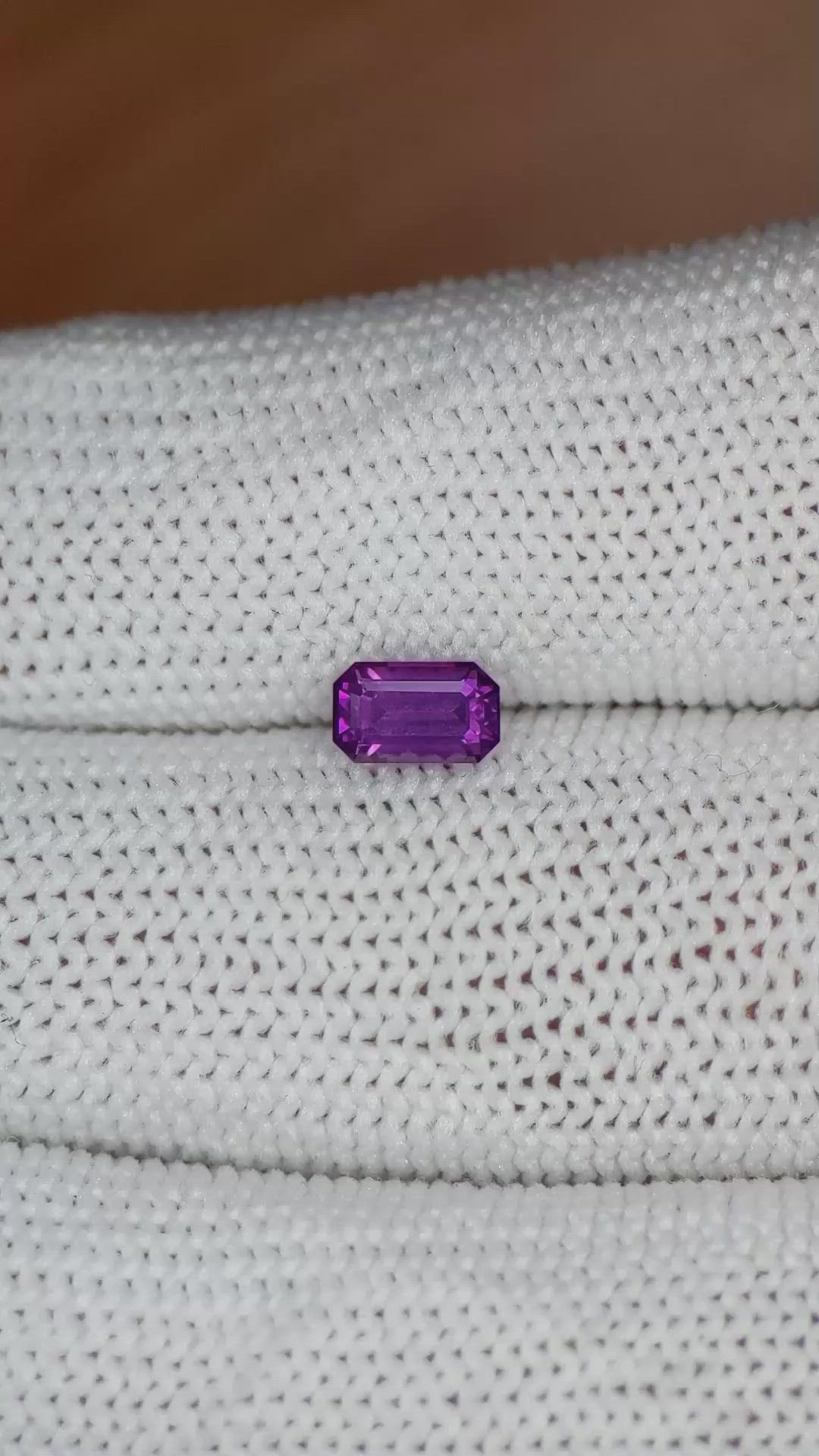 0.80 Ct. Pinkish Purple Sapphire from Ceylon (Sri Lanka) Size Video