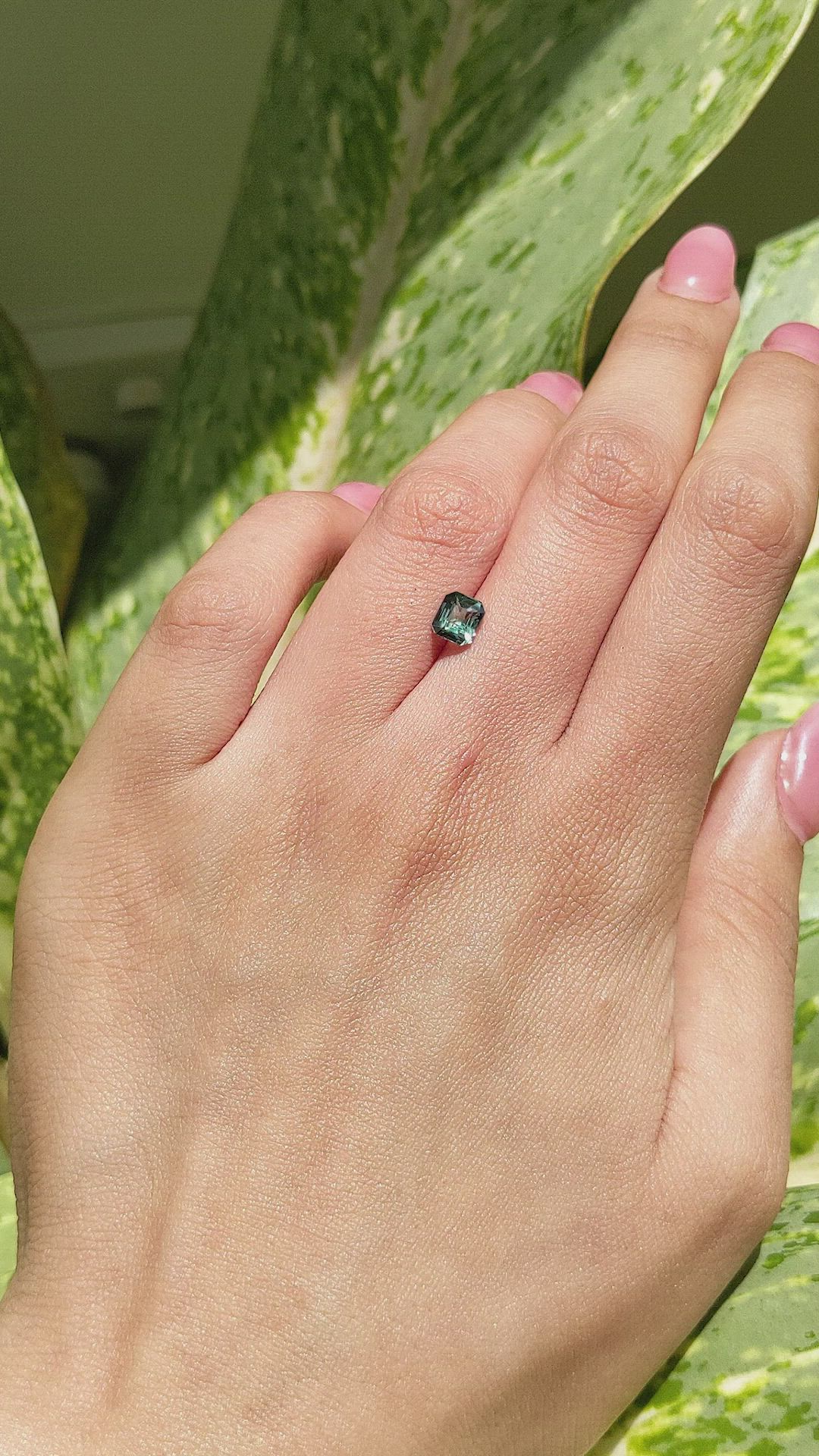 1.00 Ct. Bluish Green Sapphire from Madagascar Size Video
