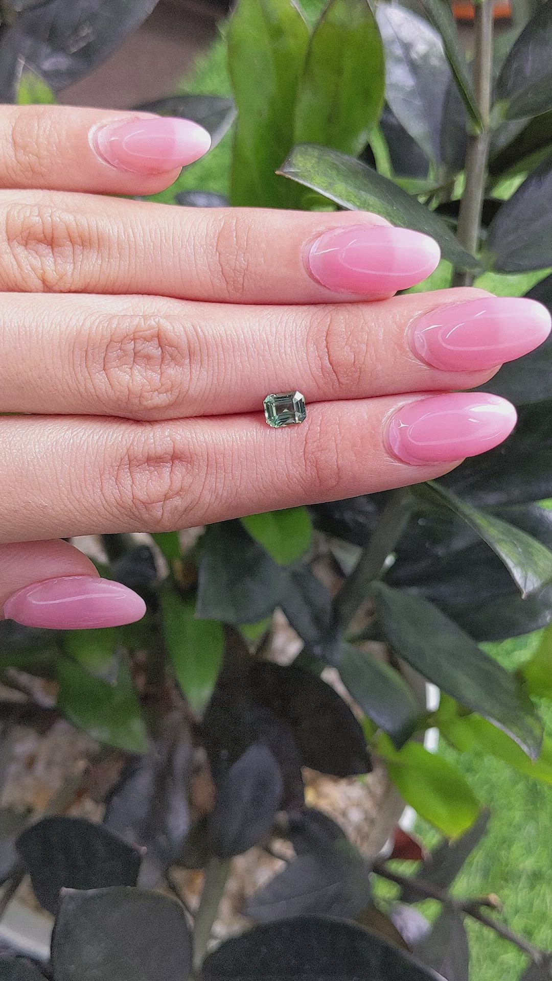 0.98 Ct. Bluish Green Sapphire from Madagascar Size Video