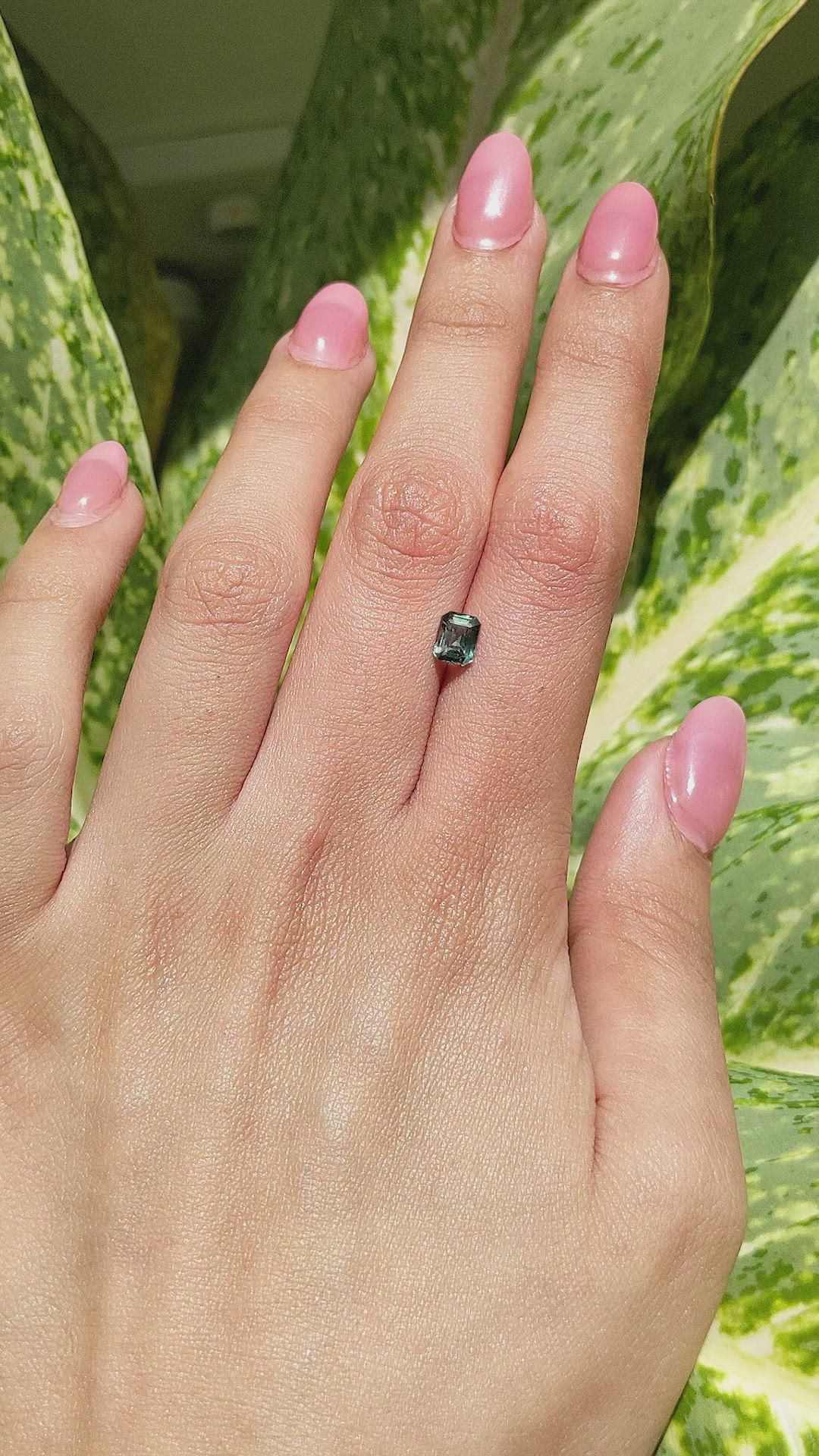 0.98 Ct. Bluish Green Sapphire from Madagascar Size Video