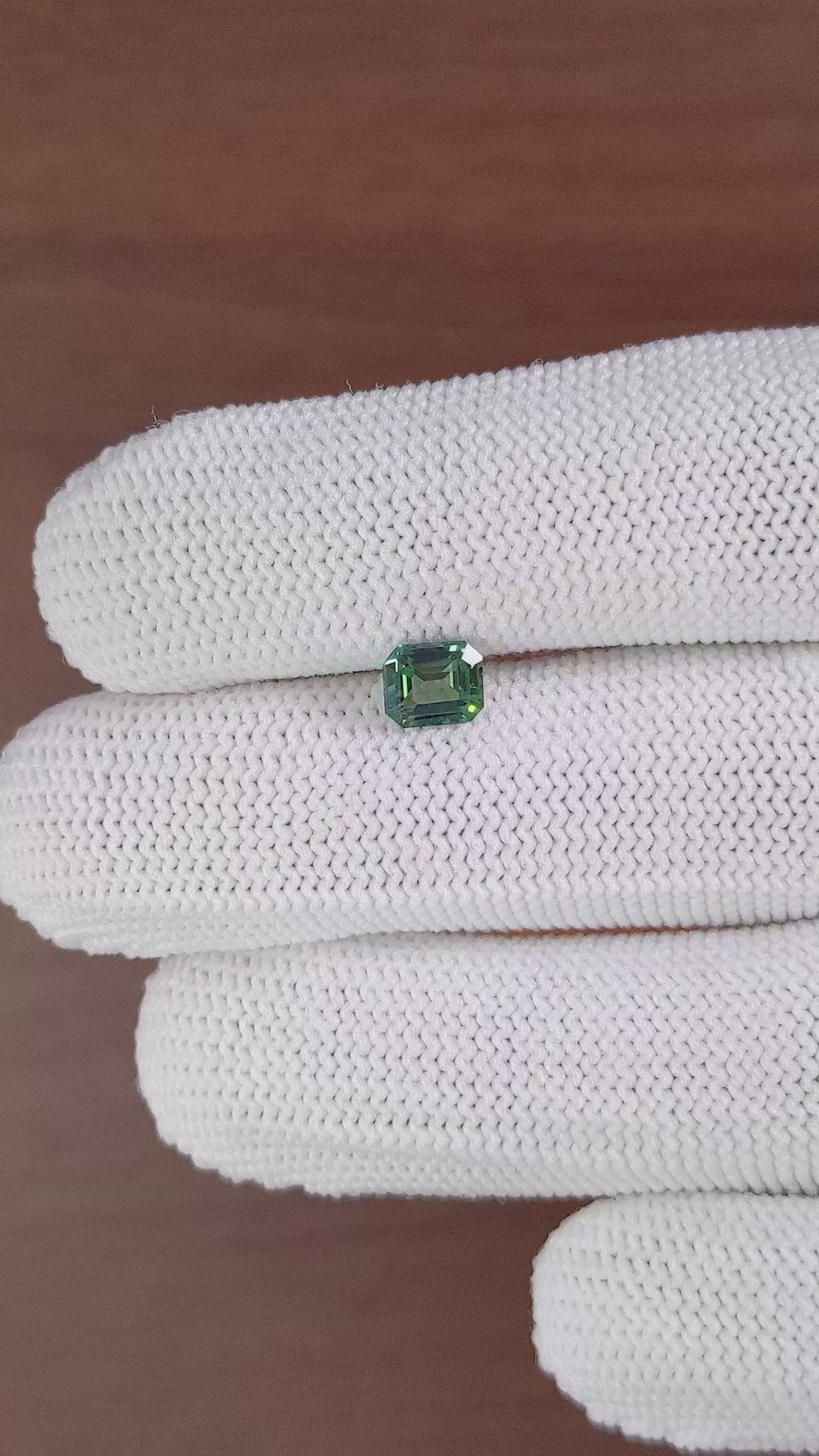 1.02 Ct. Bluish Green Sapphire from Madagascar Size Video