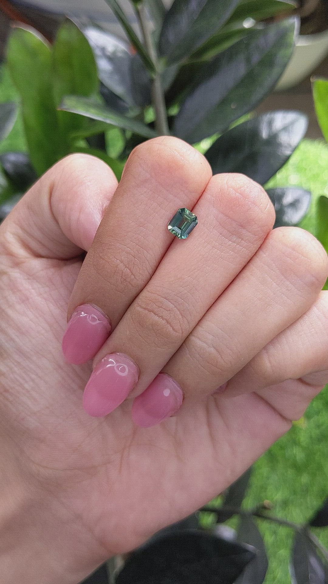 1.02 Ct. Bluish Green Sapphire from Madagascar Size Video