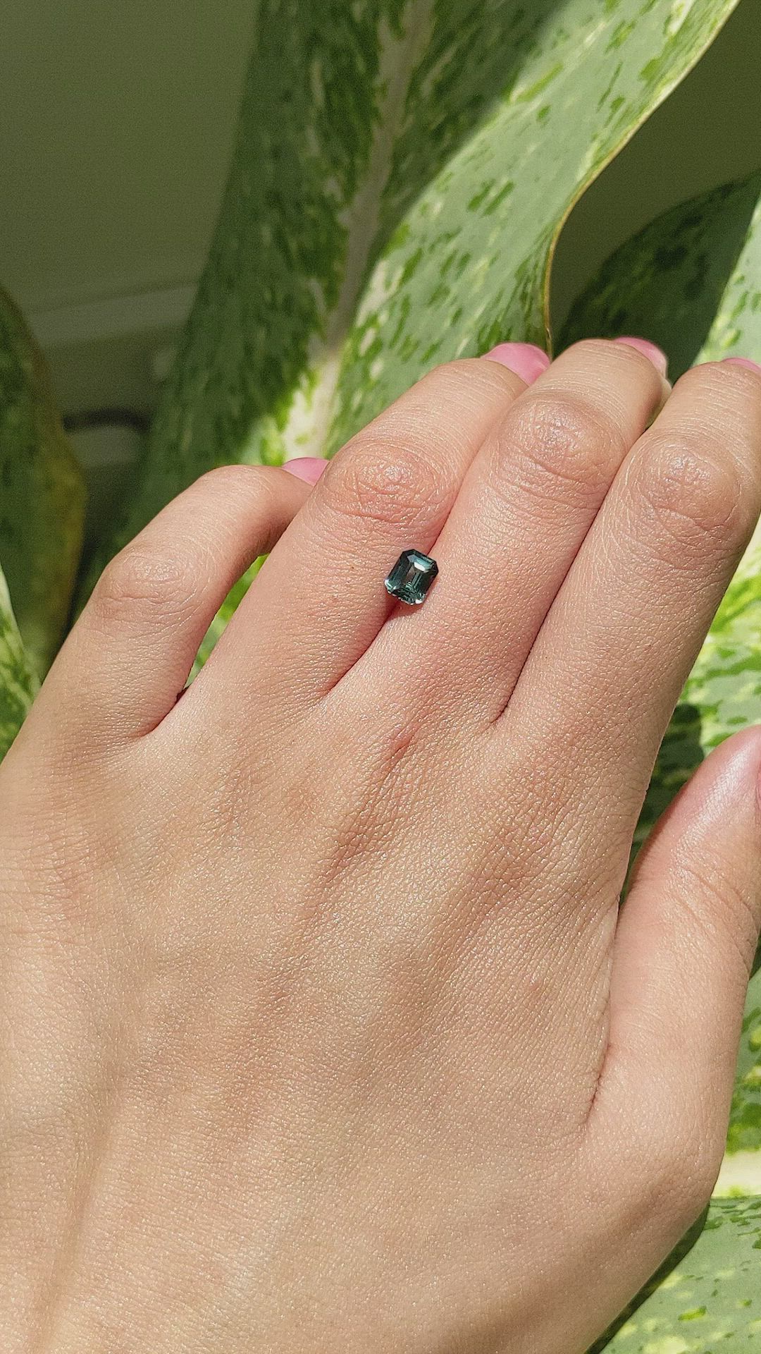 1.02 Ct. Bluish Green Sapphire from Madagascar Size Video