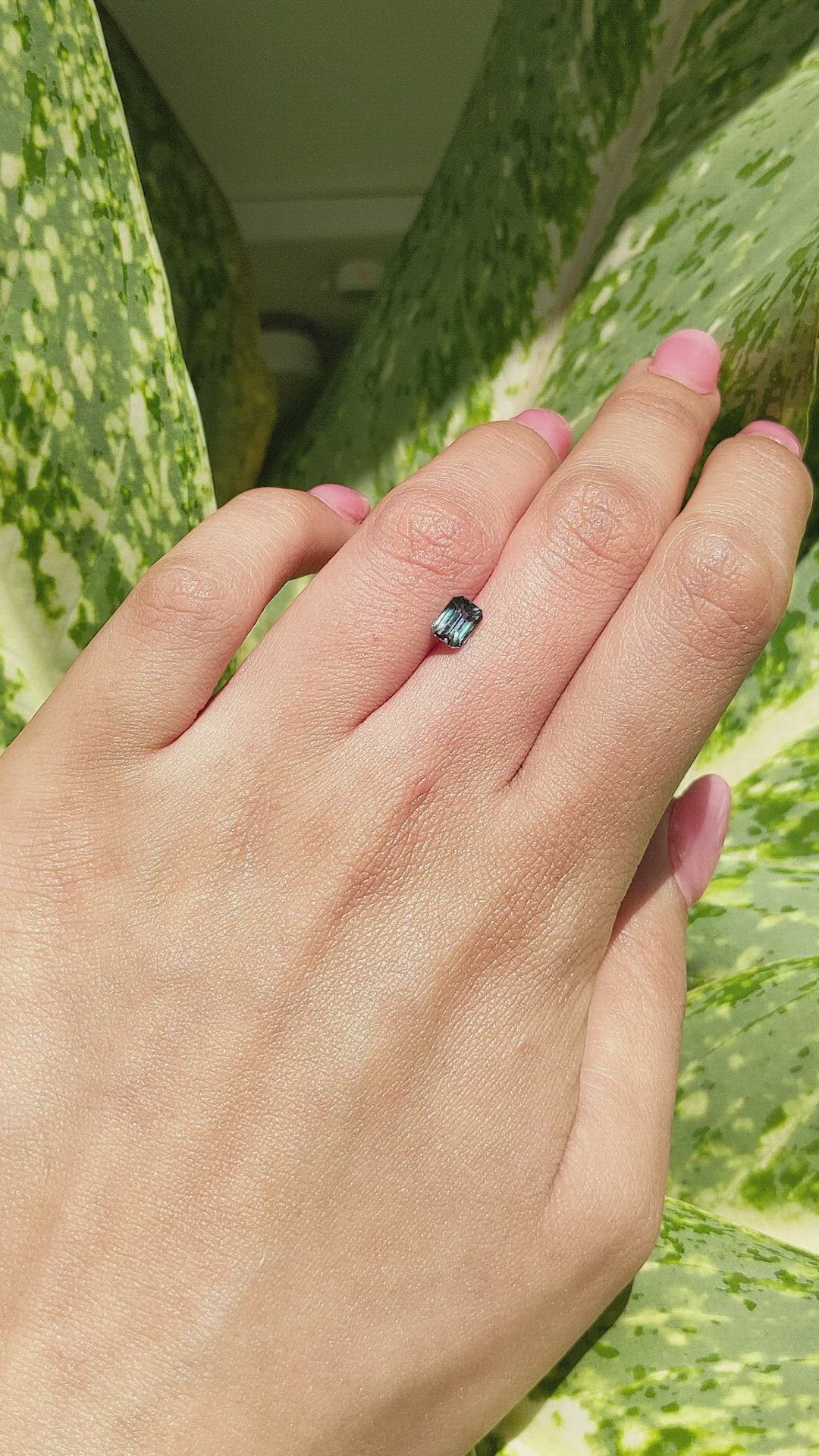 0.95 Ct. Bluish Green Sapphire from Madagascar Size Video