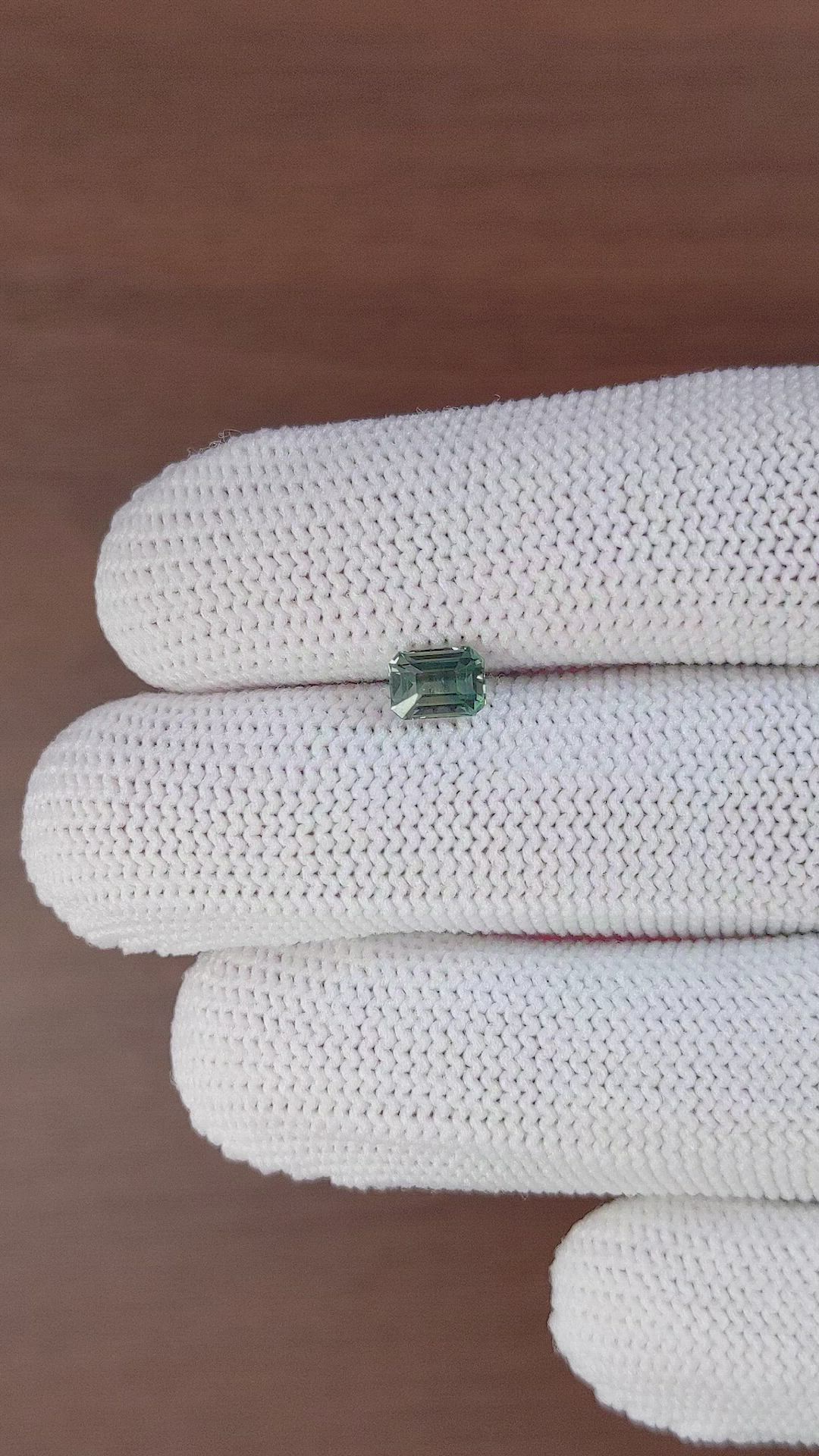 0.95 Ct. Bluish Green Sapphire from Madagascar Size Video