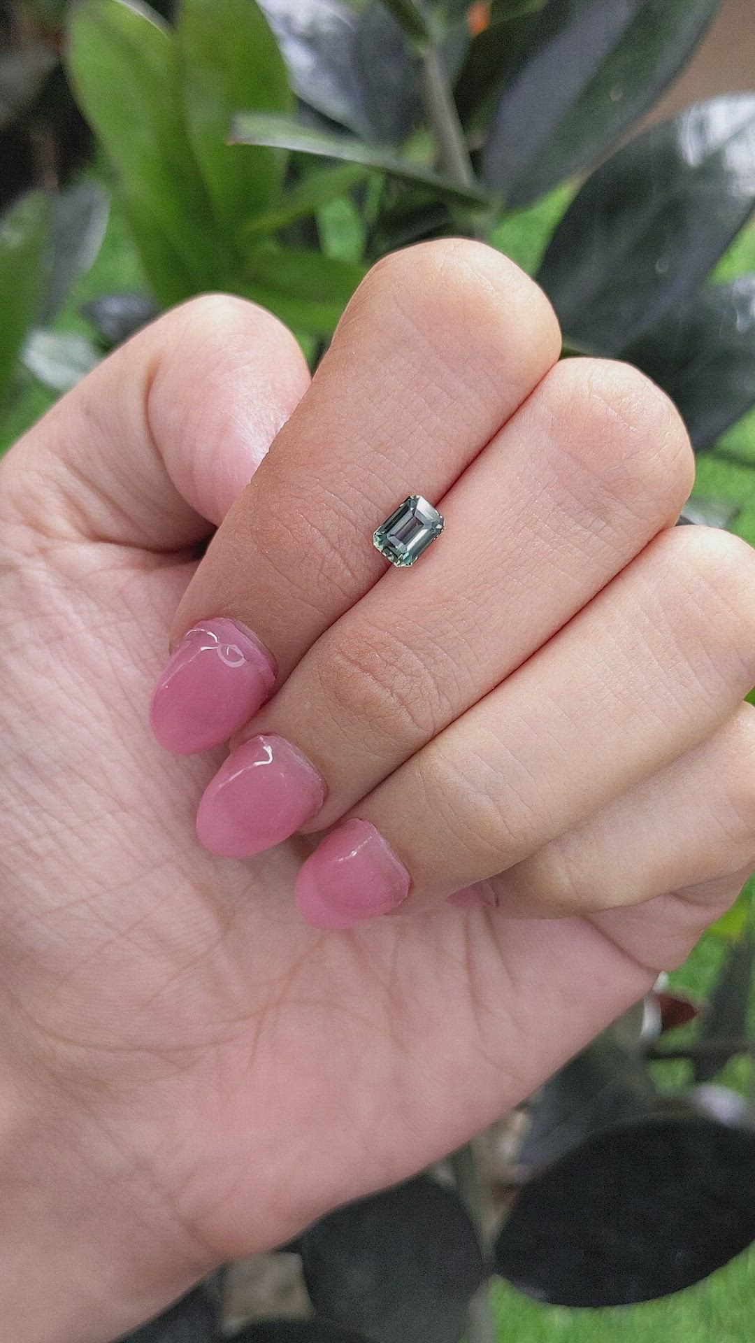 0.95 Ct. Bluish Green Sapphire from Madagascar Size Video