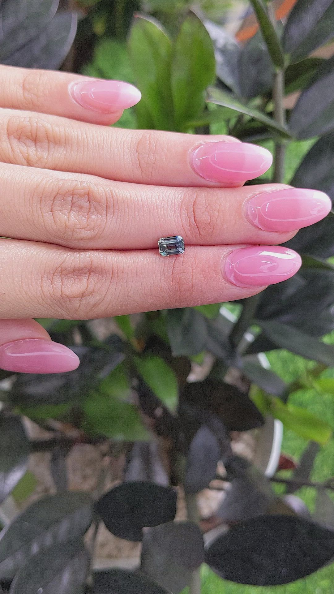 0.95 Ct. Bluish Green Sapphire from Madagascar Size Video
