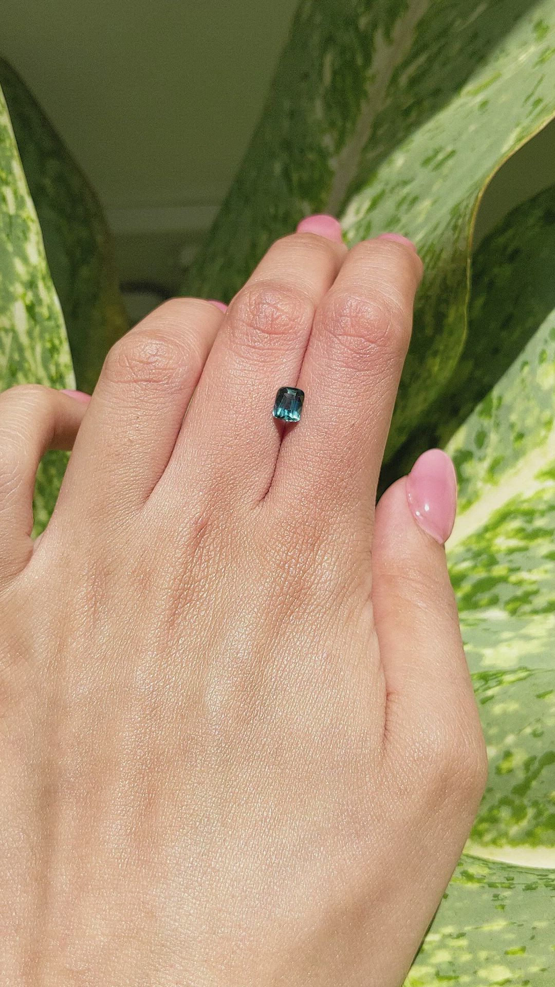 1.04 Ct. Bluish Green Sapphire from Madagascar Size Video