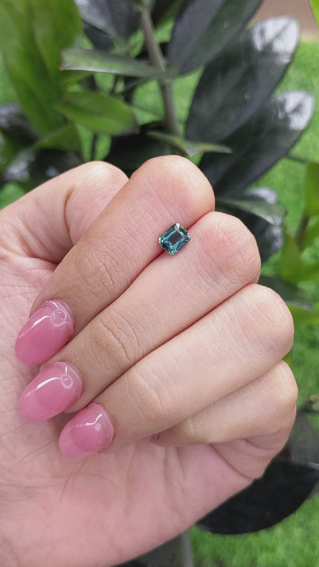 1.04 Ct. Bluish Green Sapphire from Madagascar Size Video