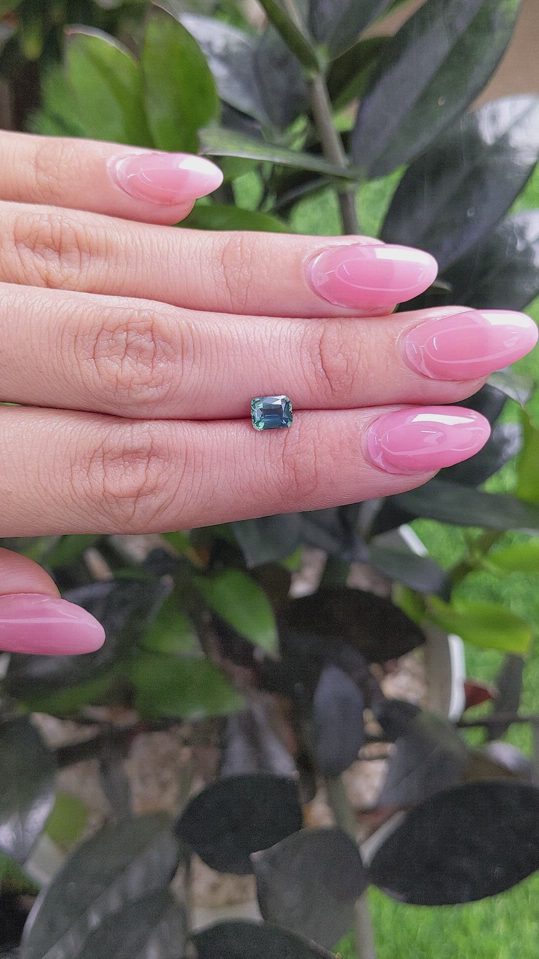 1.04 Ct. Bluish Green Sapphire from Madagascar Size Video