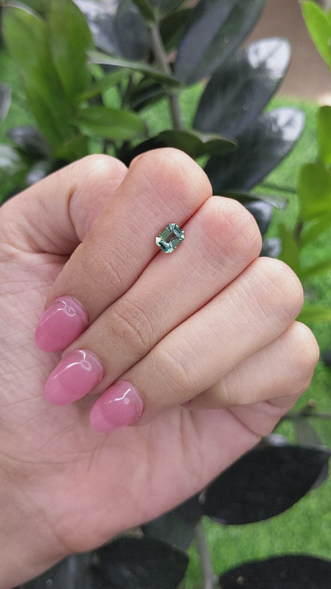 1.05 Ct. Bluish Green Sapphire from Madagascar Size Video