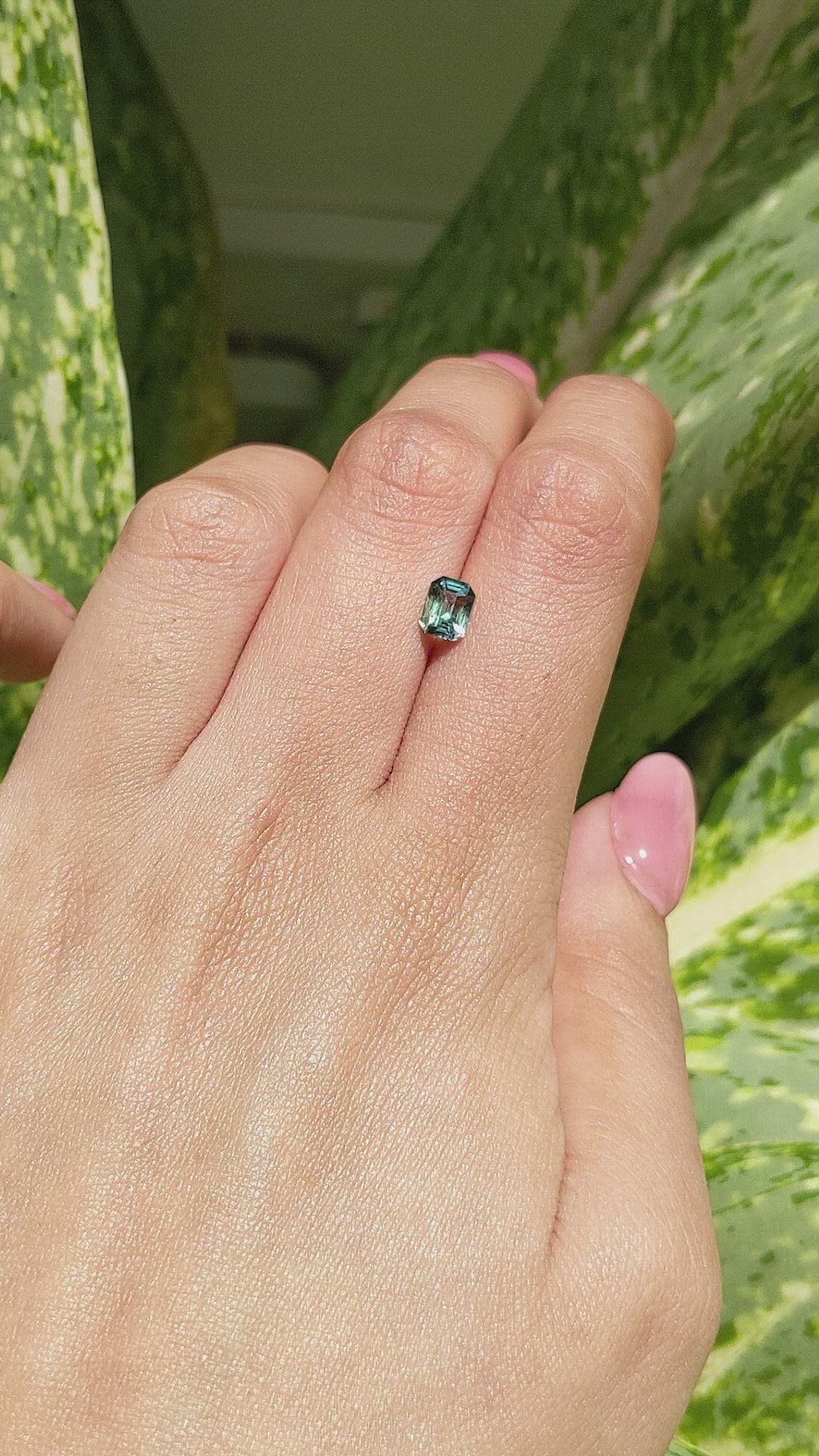 1.05 Ct. Bluish Green Sapphire from Madagascar Size Video