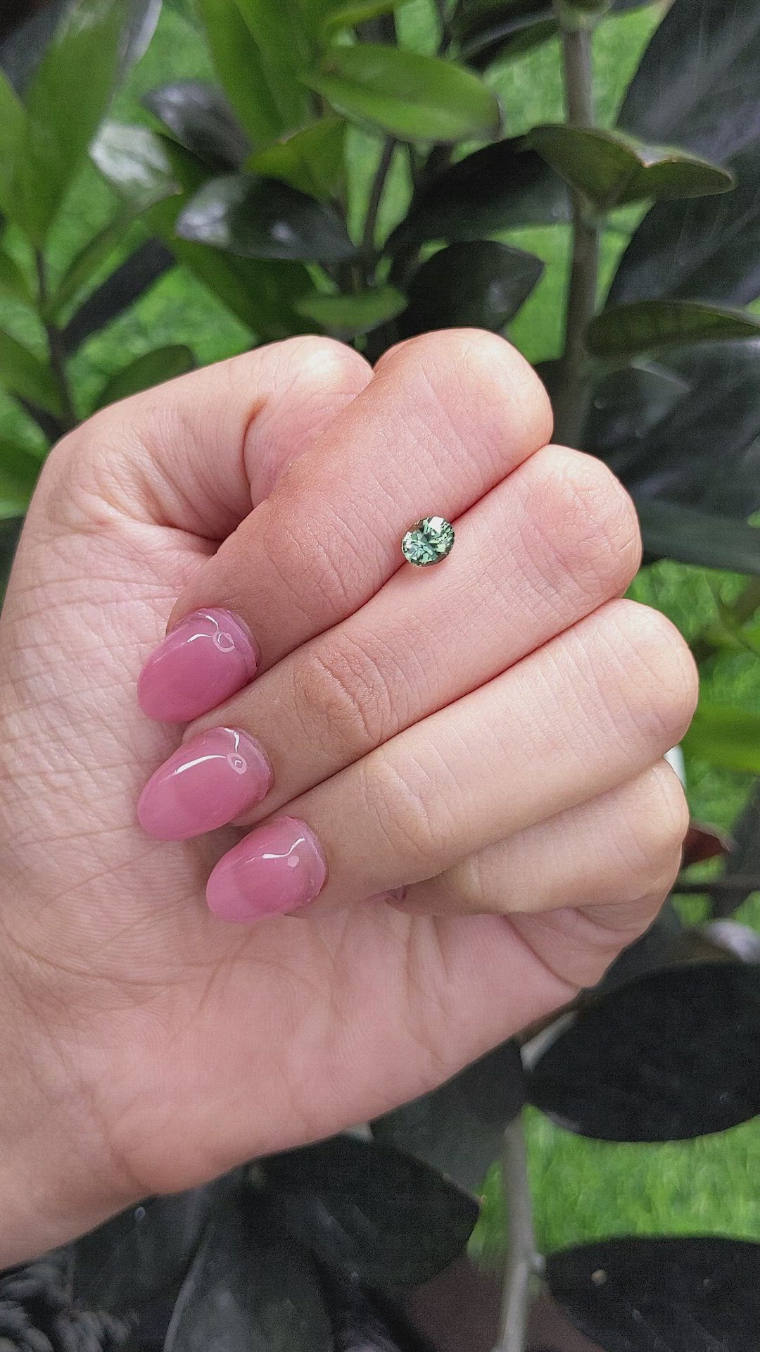 0.91 Ct. Bluish Green Sapphire from Madagascar Size Video