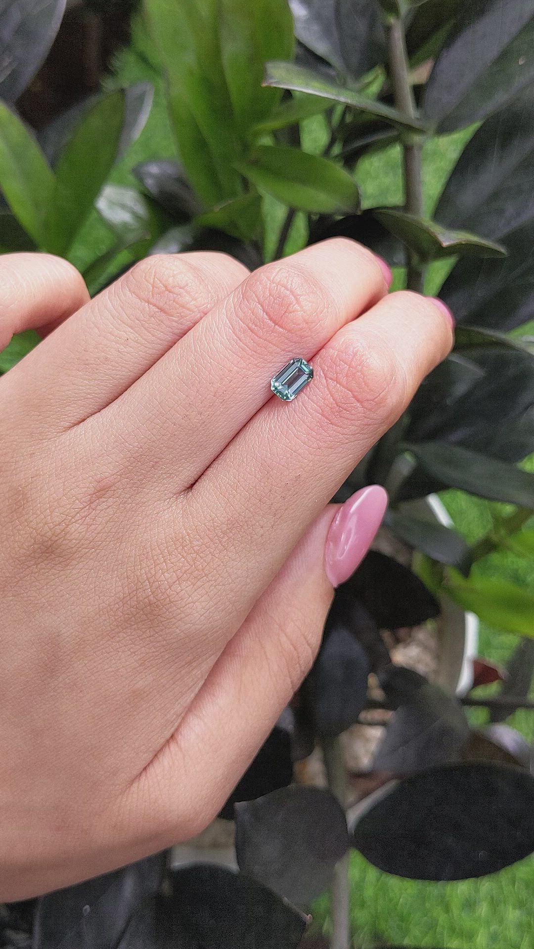 1.11 Ct. Bluish Green Sapphire from Madagascar Size Video